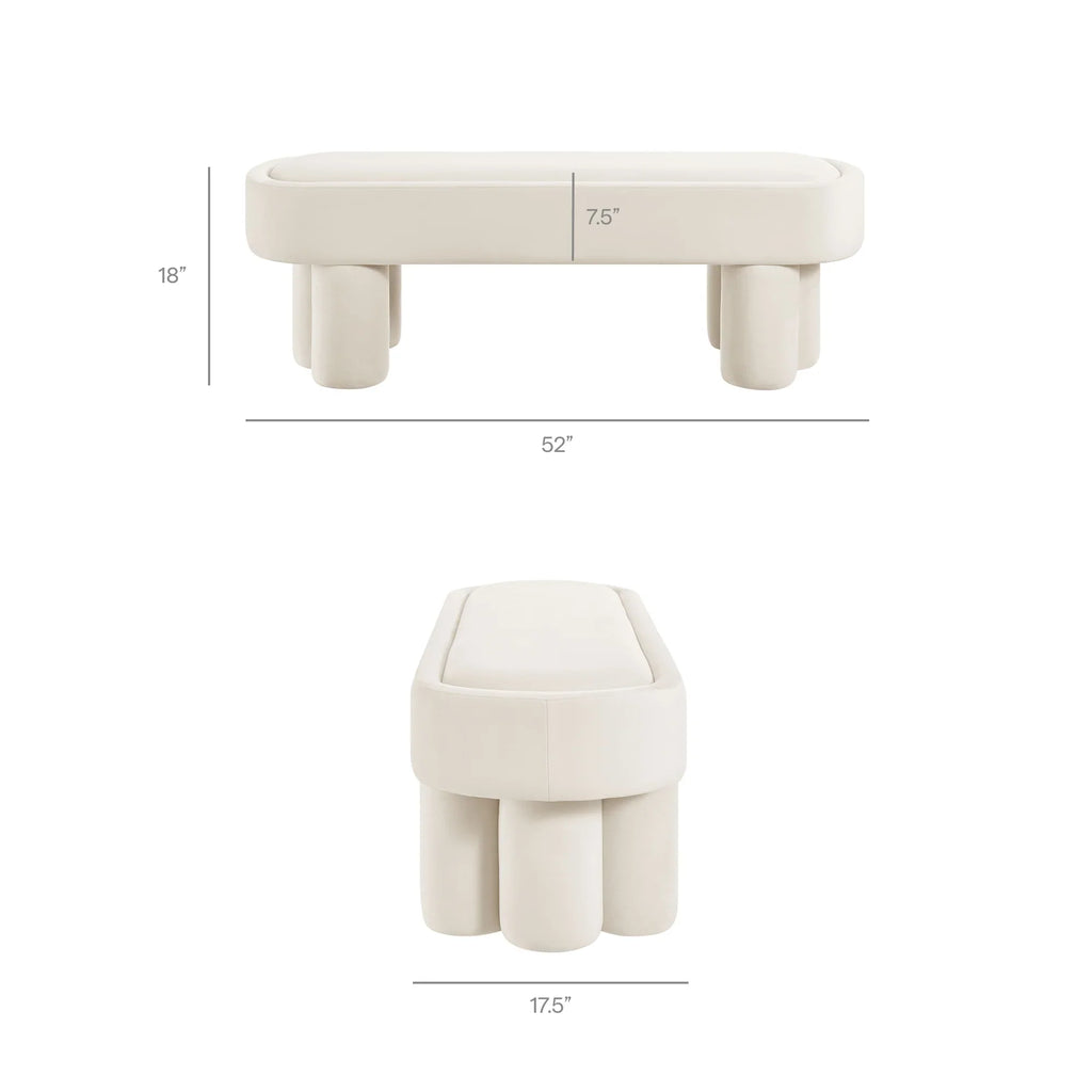 Mossi Oval Performance Velvet Accent Bench