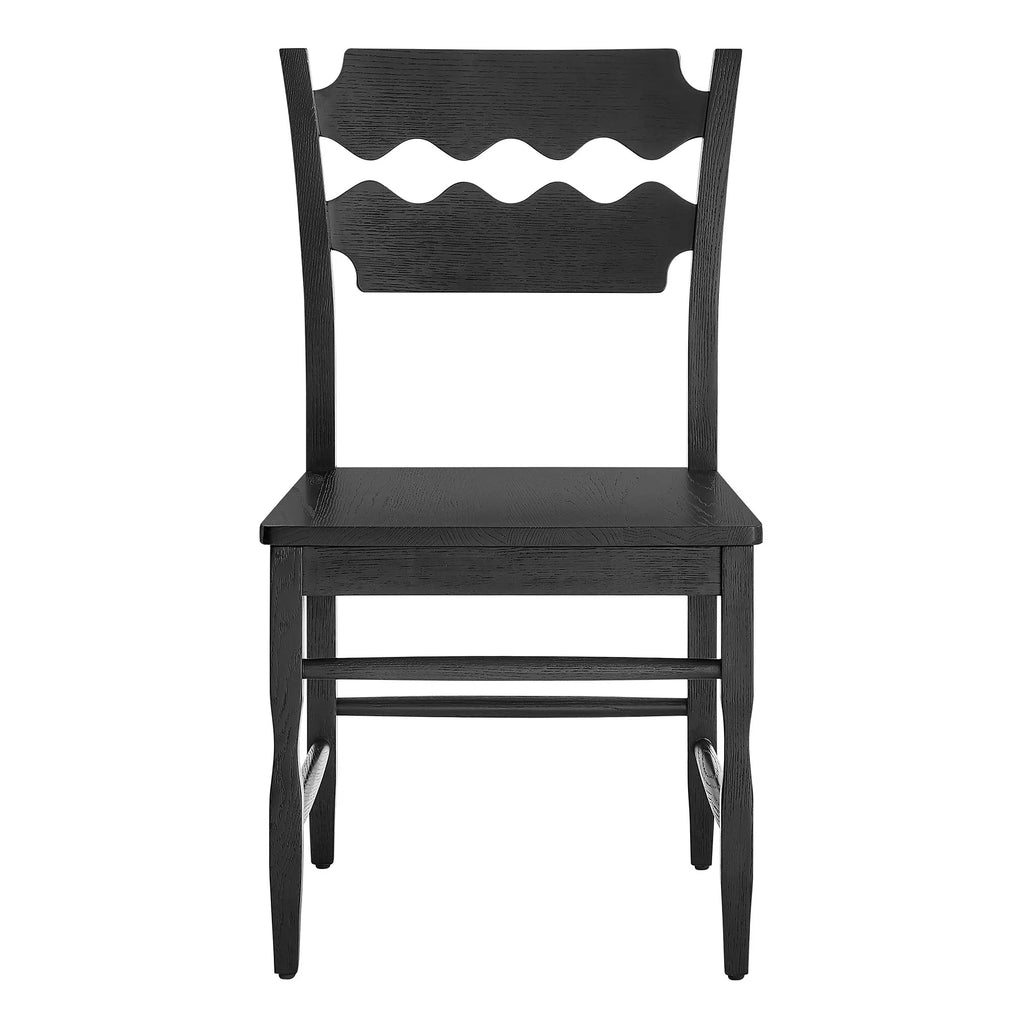 Jax Oak Wood Dining Chair With Wavy Razor Back in Black