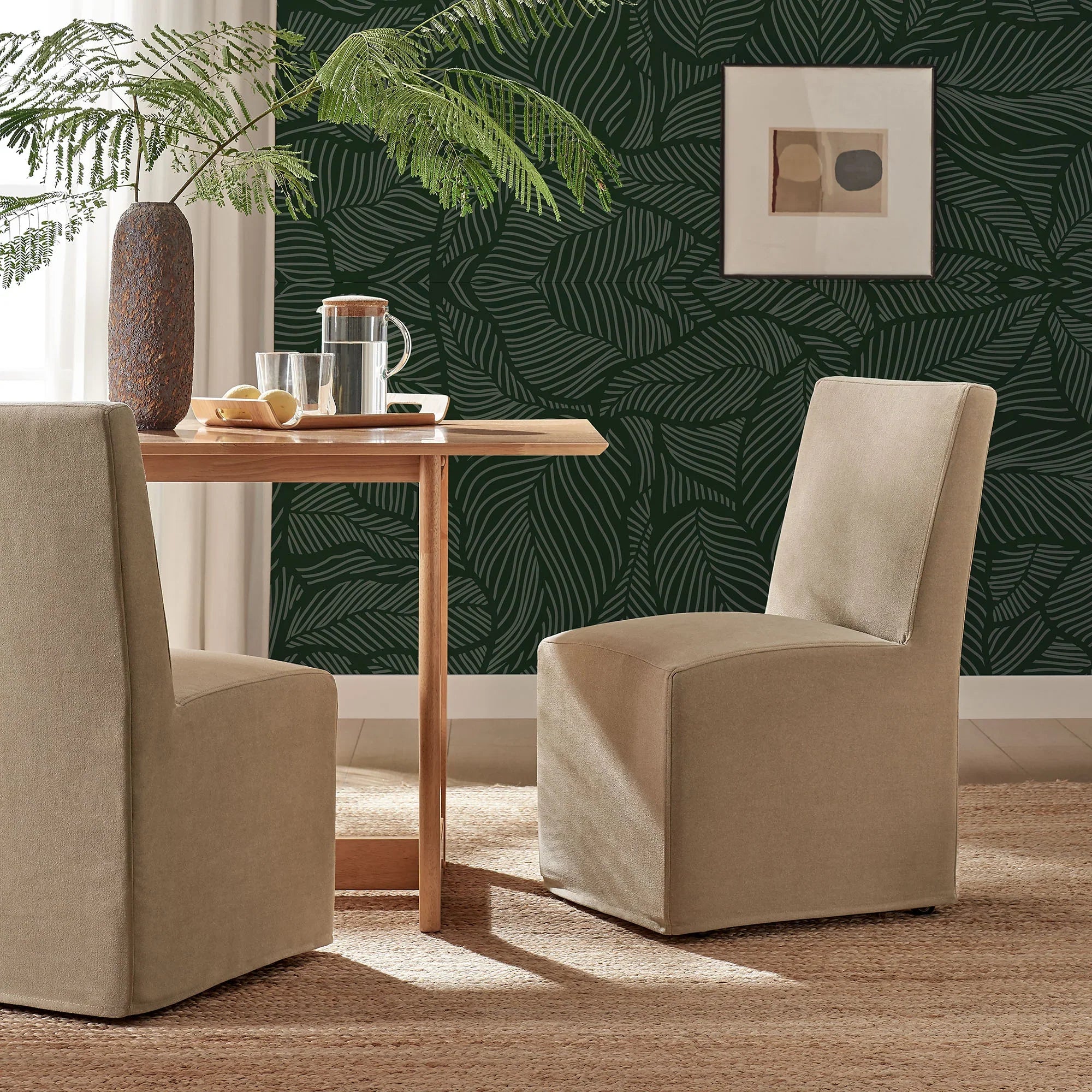 Tessera Upholstered Linen-Blend Slipcovered Dining Chair
