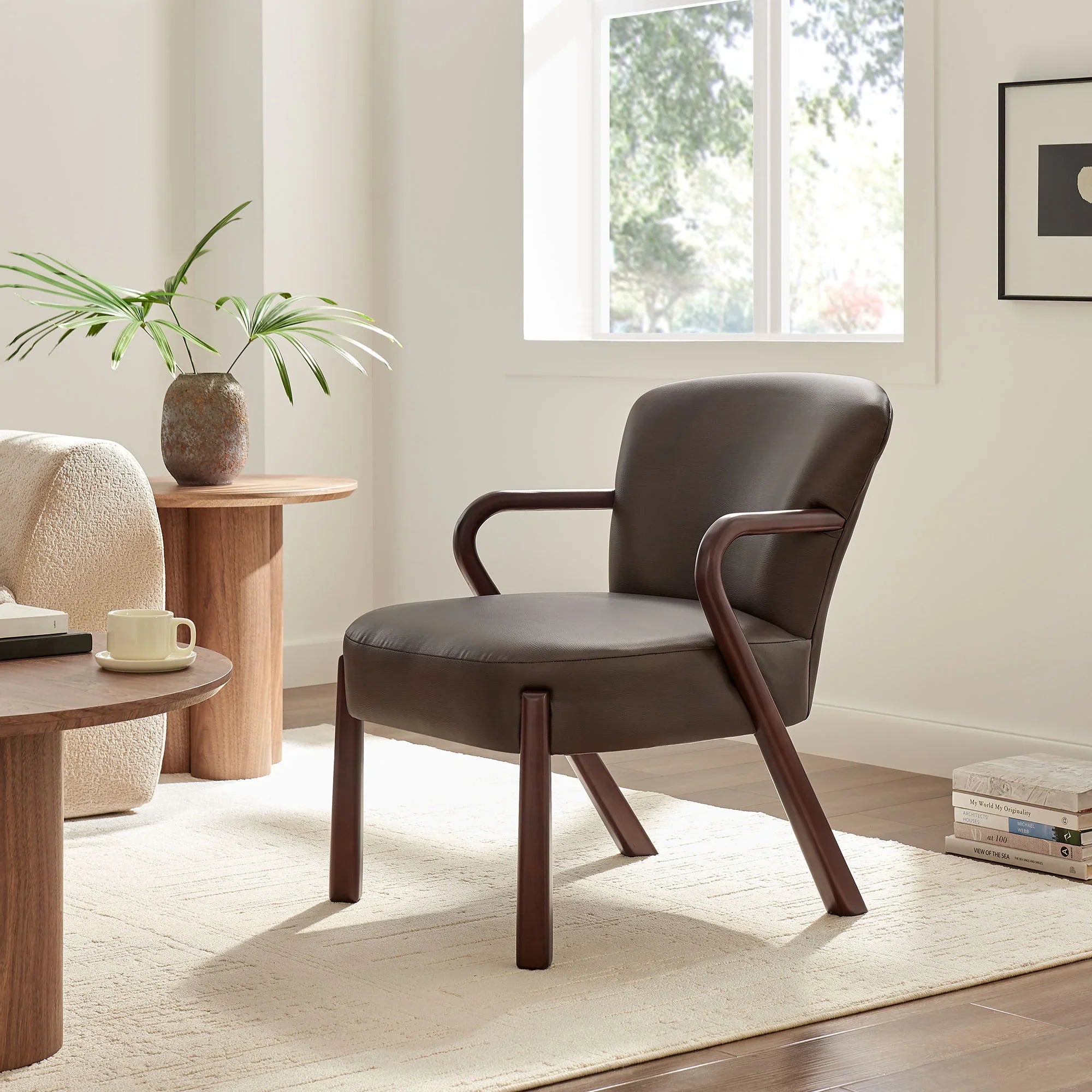 Arden Faux Leather Upholstered Accent Armchair