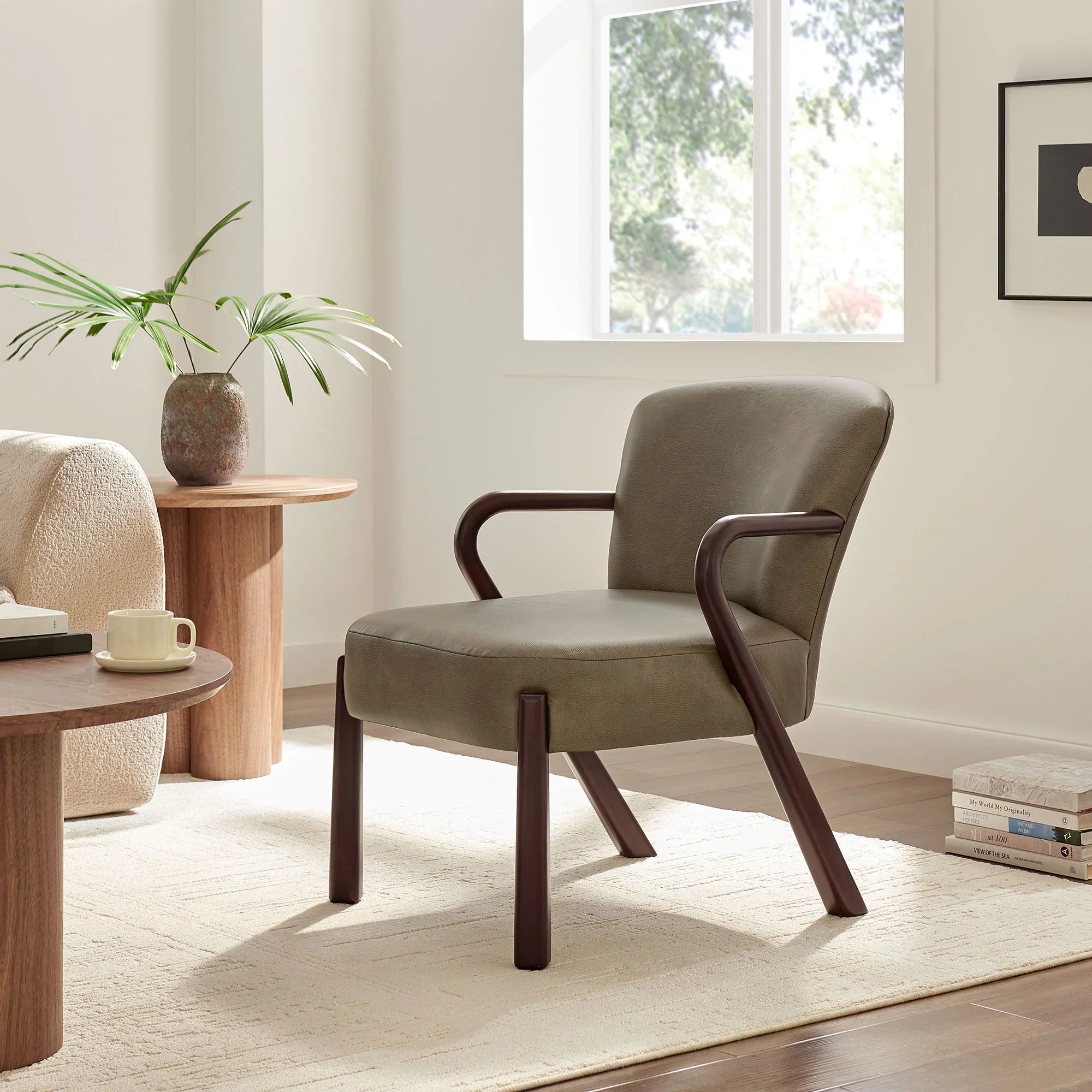 Arden Faux Leather Upholstered Accent Armchair