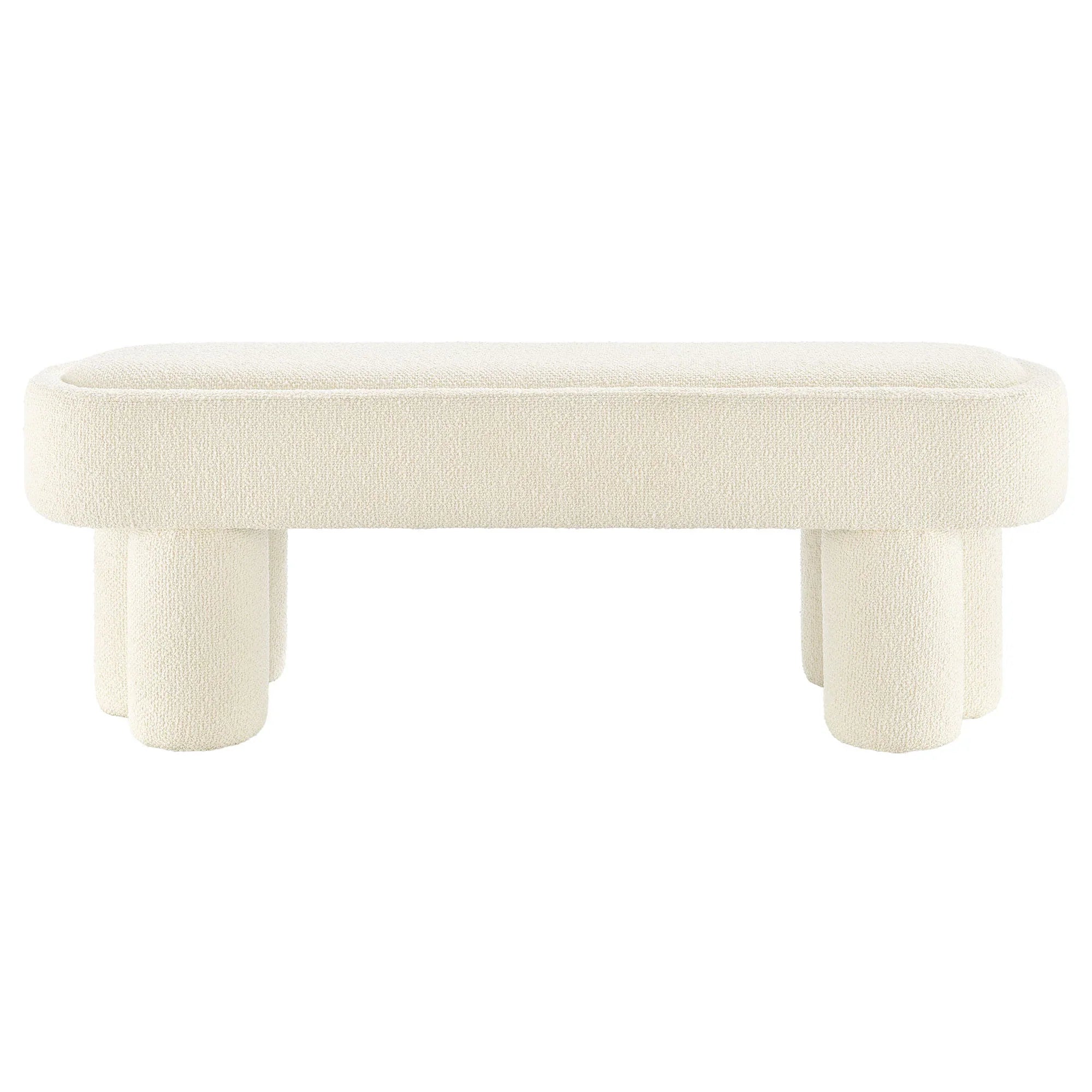 Mossi 52-Inch Oval Boucle Fabric Bench