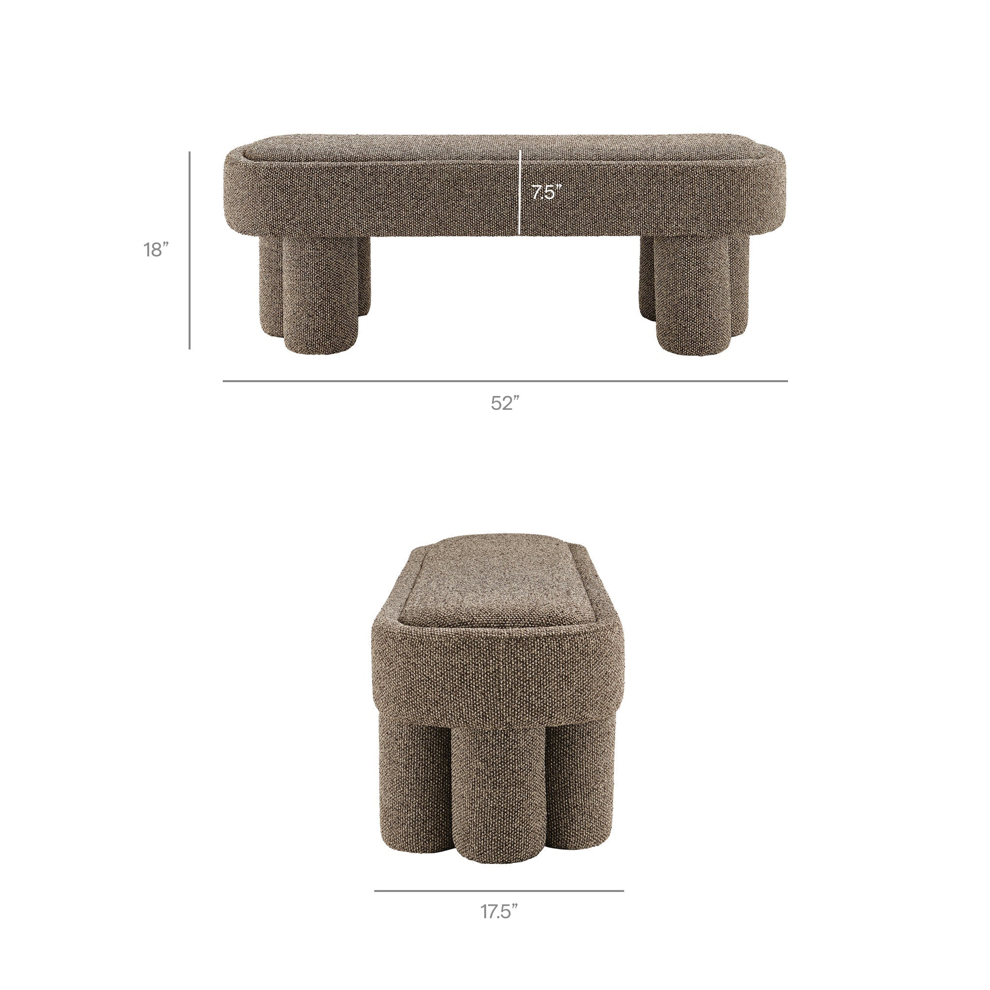 Mossi 52-Inch Oval Boucle Fabric Bench