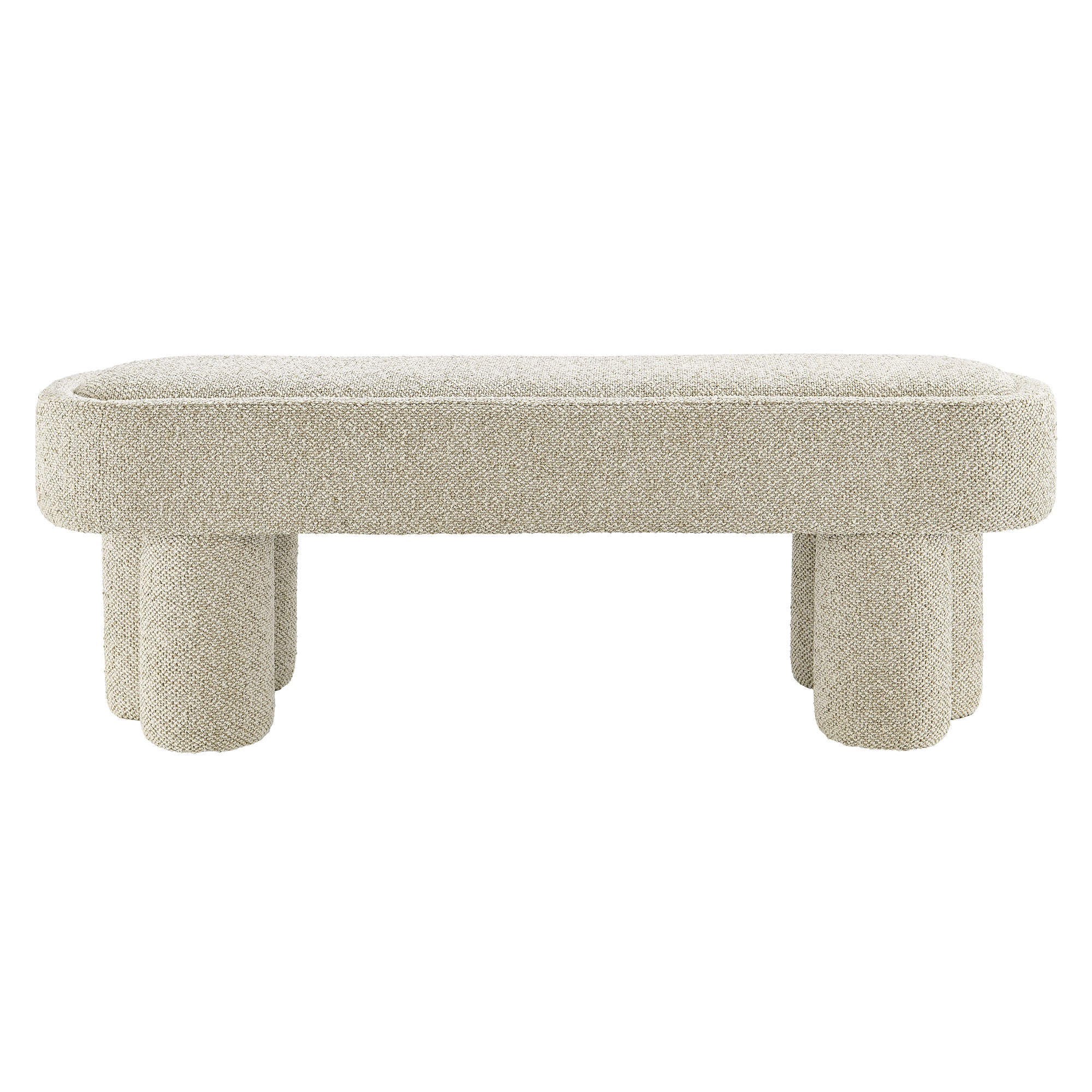 Mossi 52-Inch Oval Boucle Fabric Bench