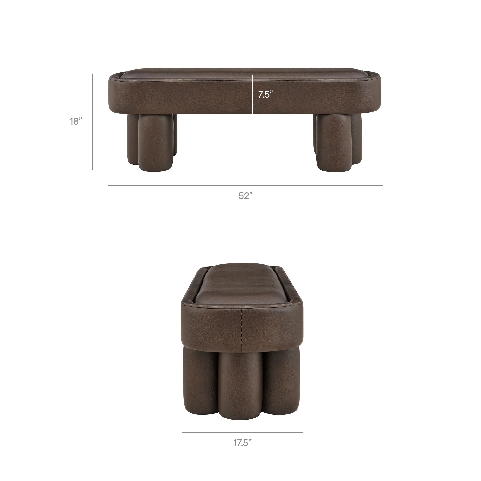 Mossi 52-Inch Oval Vegan Leather Bench