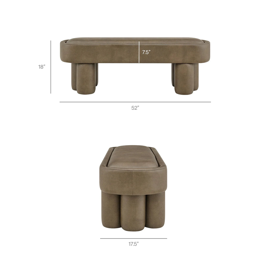 Mossi 52-Inch Oval Vegan Leather Bench