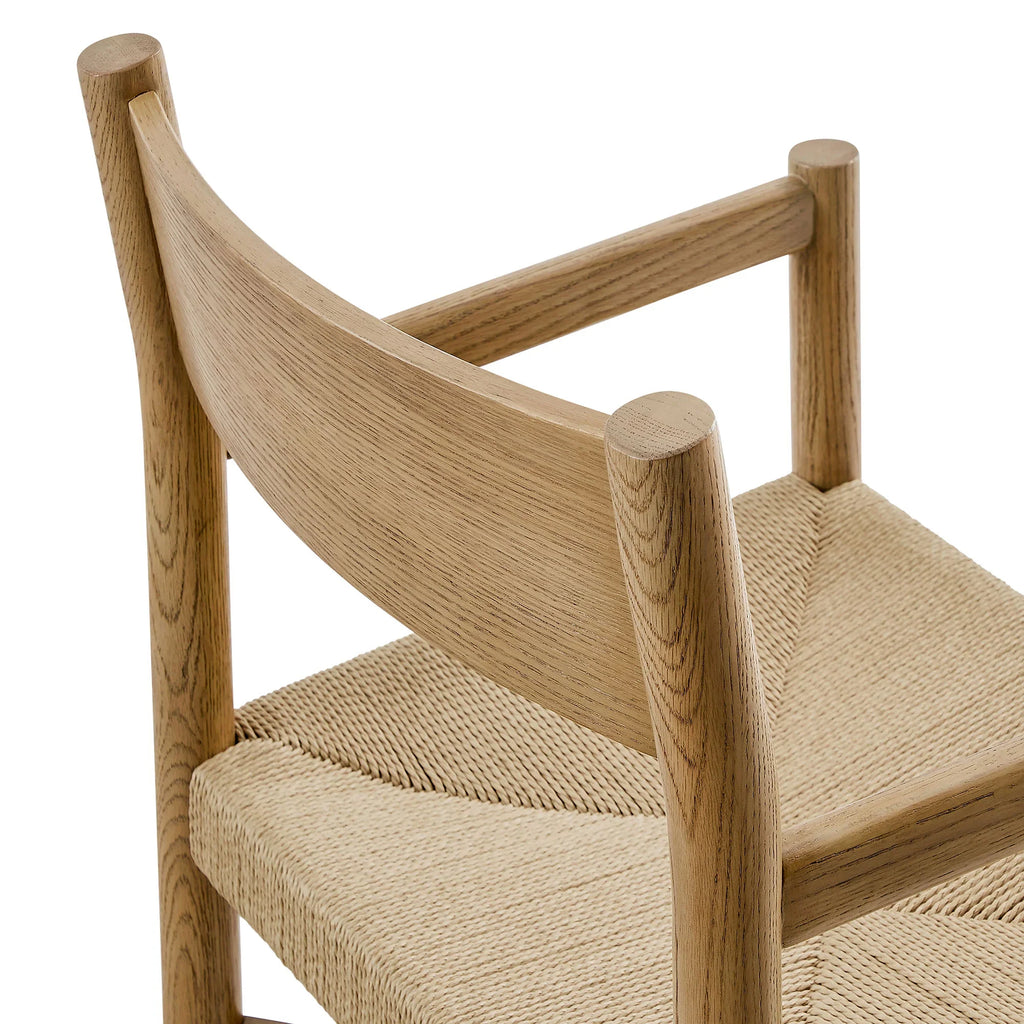 Alvia Wood Dining Armchairs With Woven Seats Set of 2