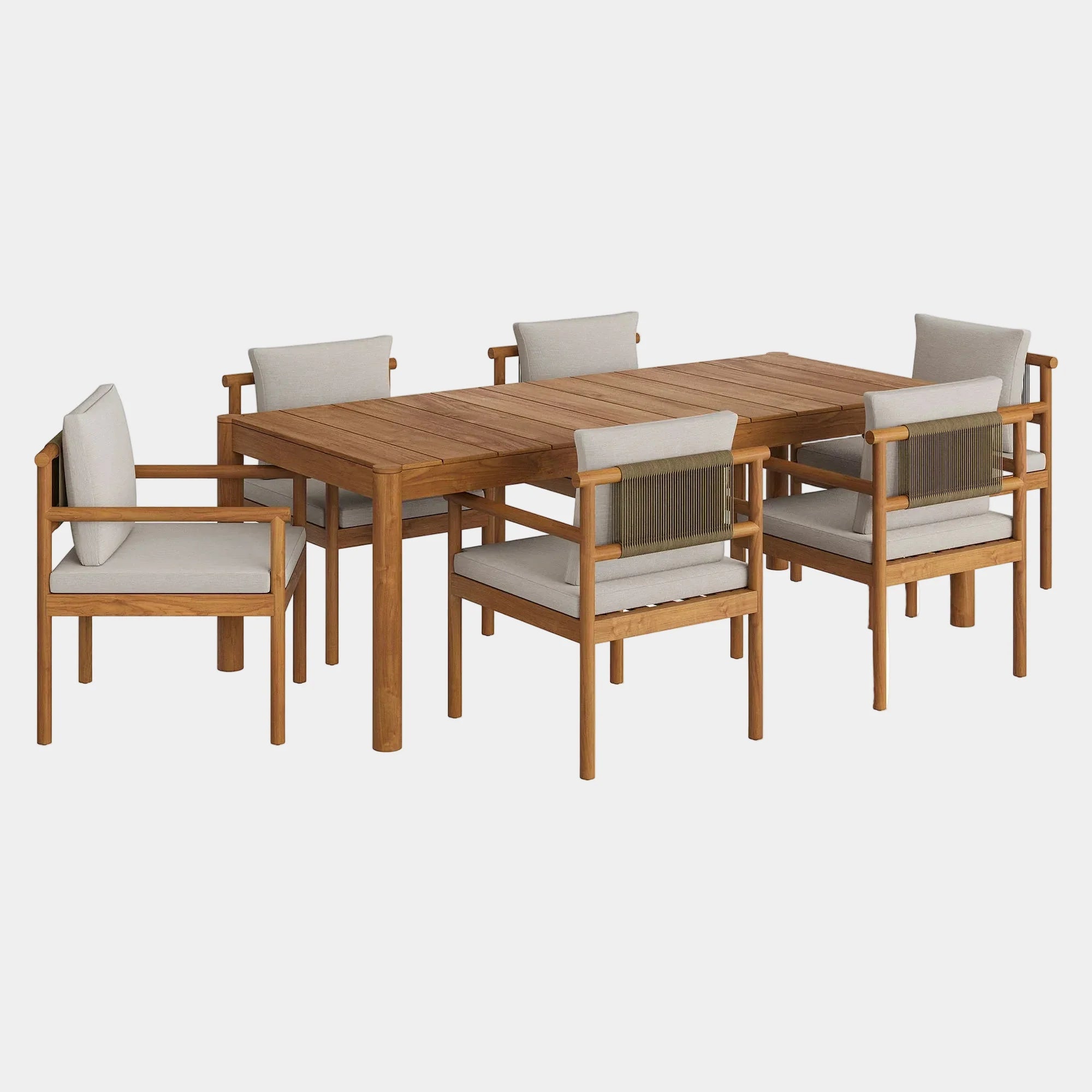 Eleni 7 Piece Outdoor Patio Teak Wood Dining Set
