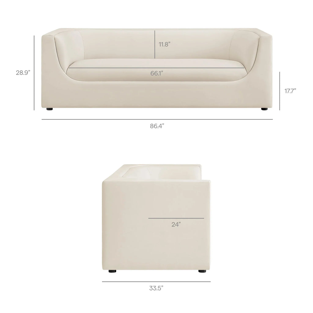 Hilda 86" Curved Back Performance Velvet Sofa