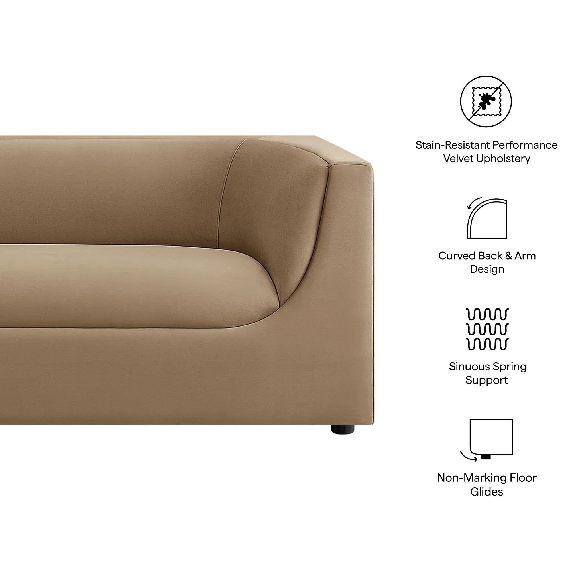 Hilda 86" Curved Back Performance Velvet Sofa