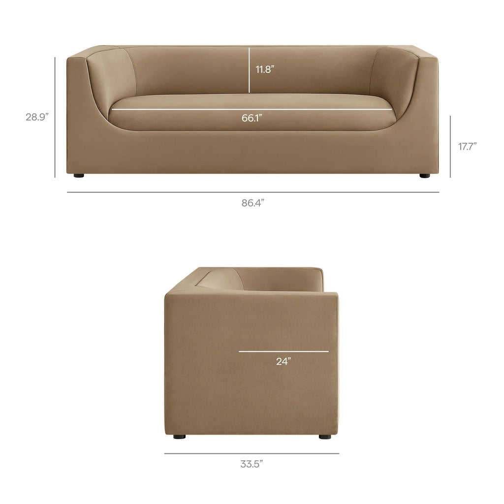Hilda 86" Curved Back Performance Velvet Sofa