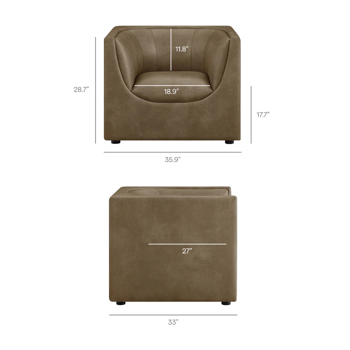 Hilda Curved Back Vegan Leather Armchair