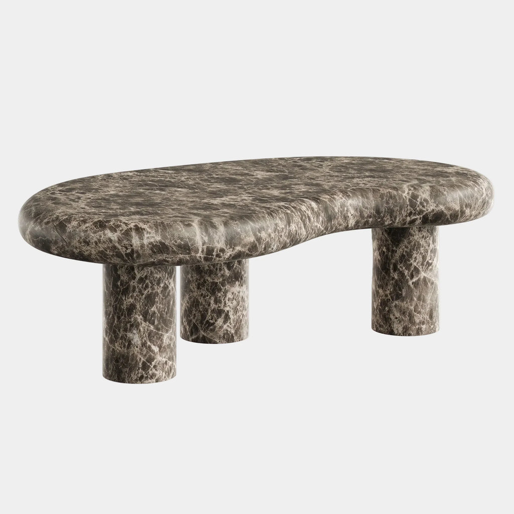 Elowen Indoor - Outdoor Textured Faux Travertine Coffee Table