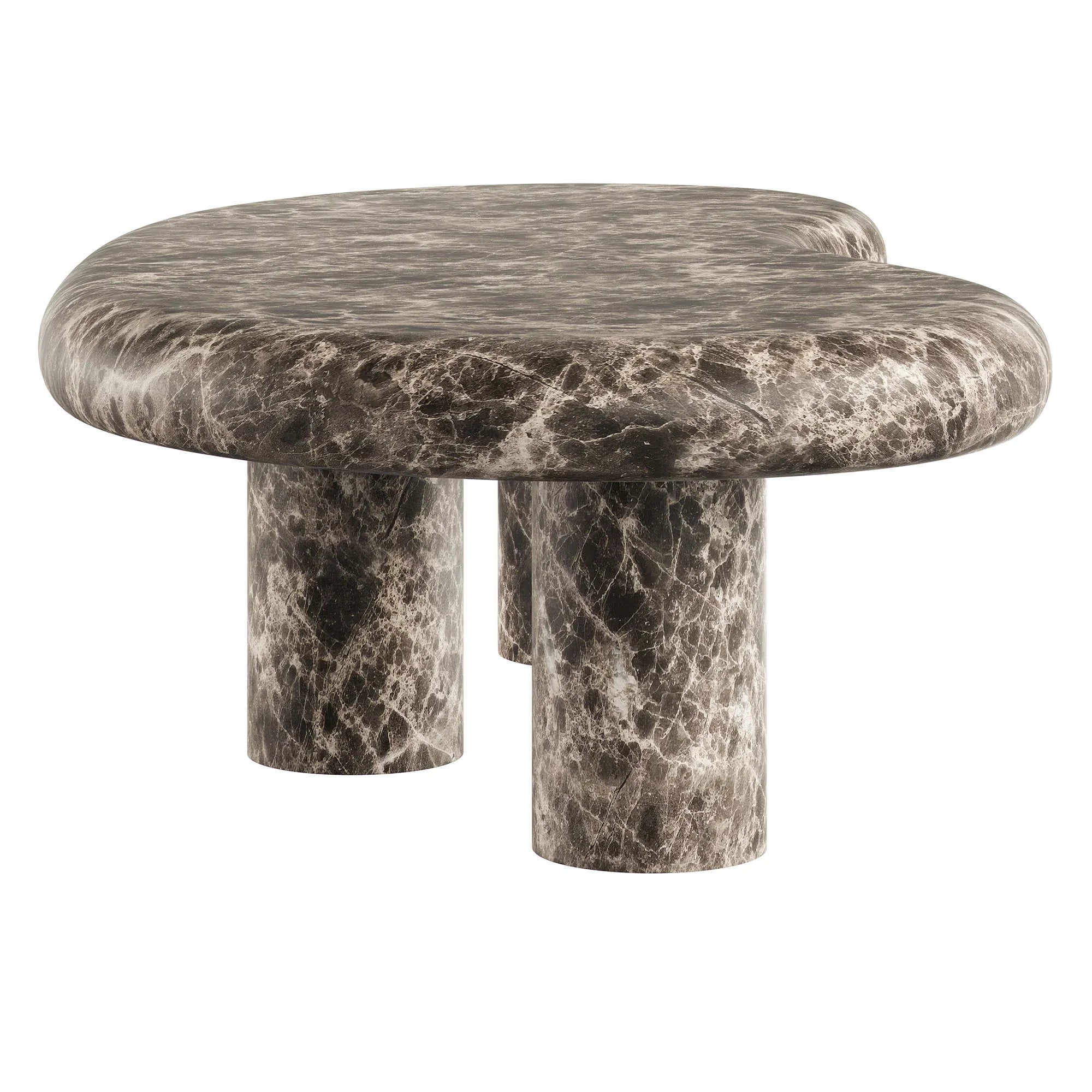 Elowen Indoor - Outdoor Textured Faux Travertine Coffee Table