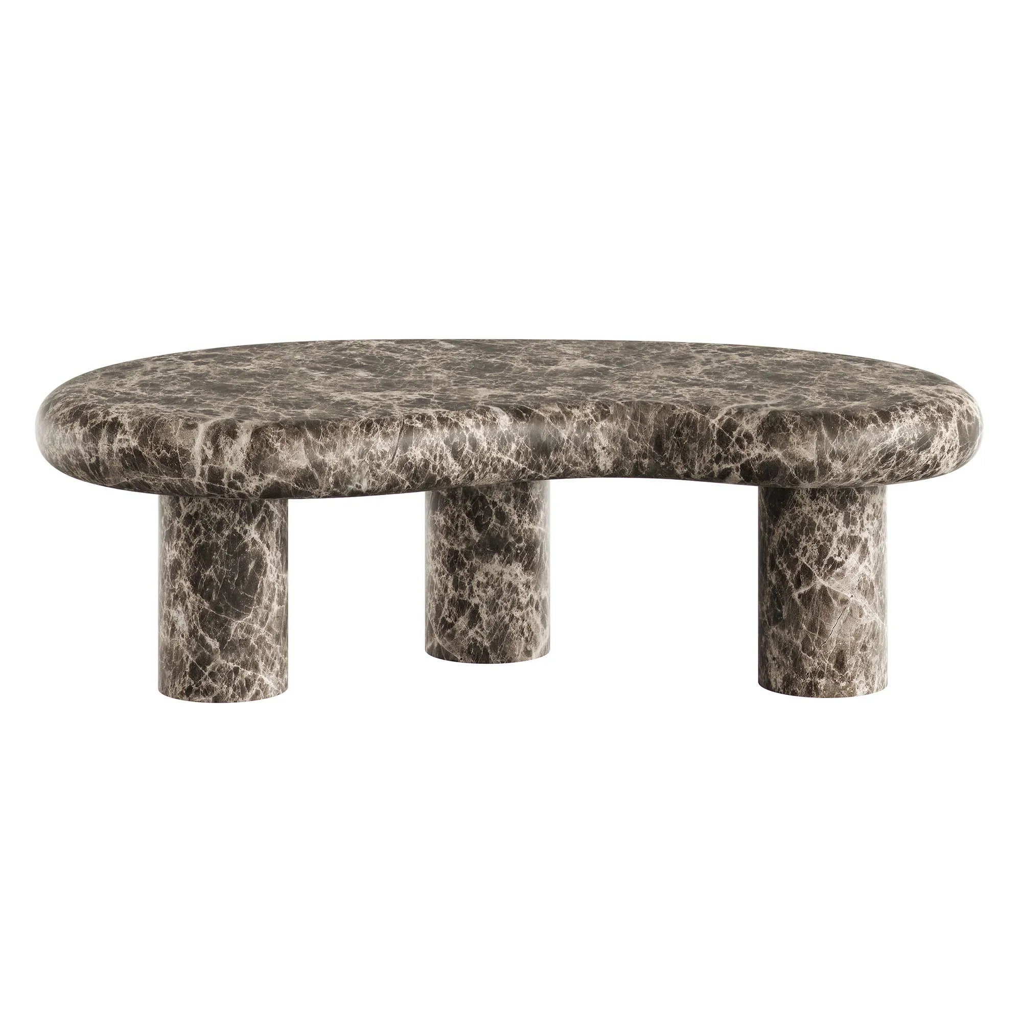 Elowen Indoor - Outdoor Textured Faux Travertine Coffee Table