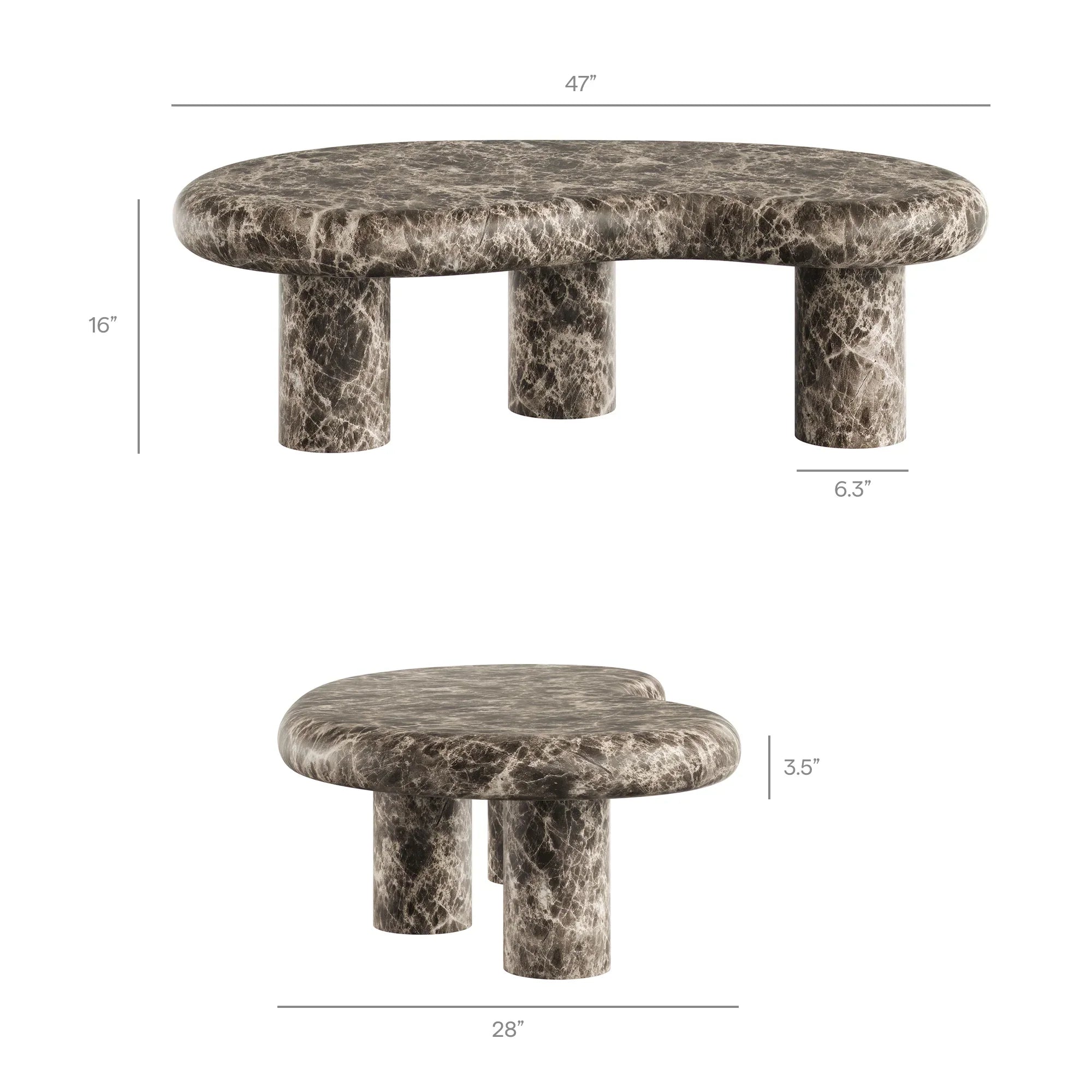 Elowen Indoor - Outdoor Textured Faux Travertine Coffee Table
