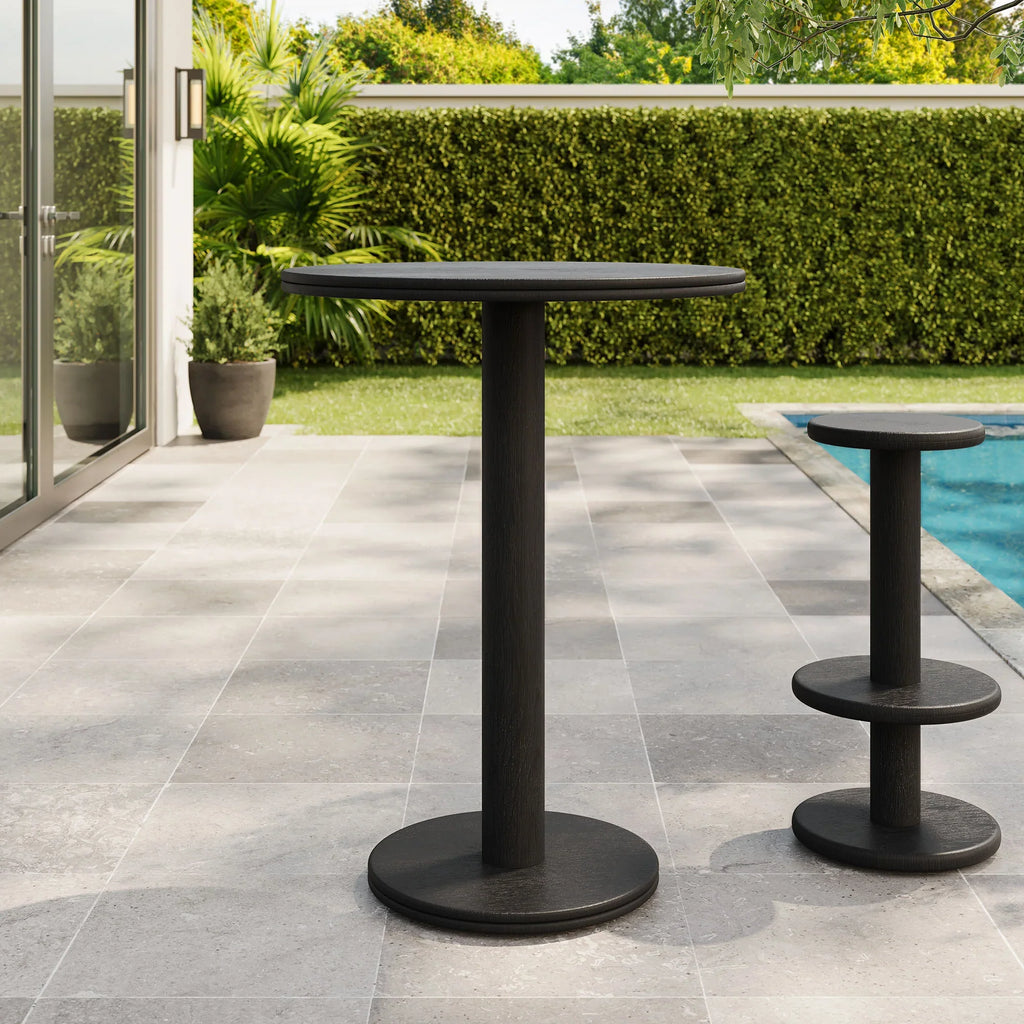 Neo 31 Inch Round Indoor - Outdoor Patio Wood Bar Table