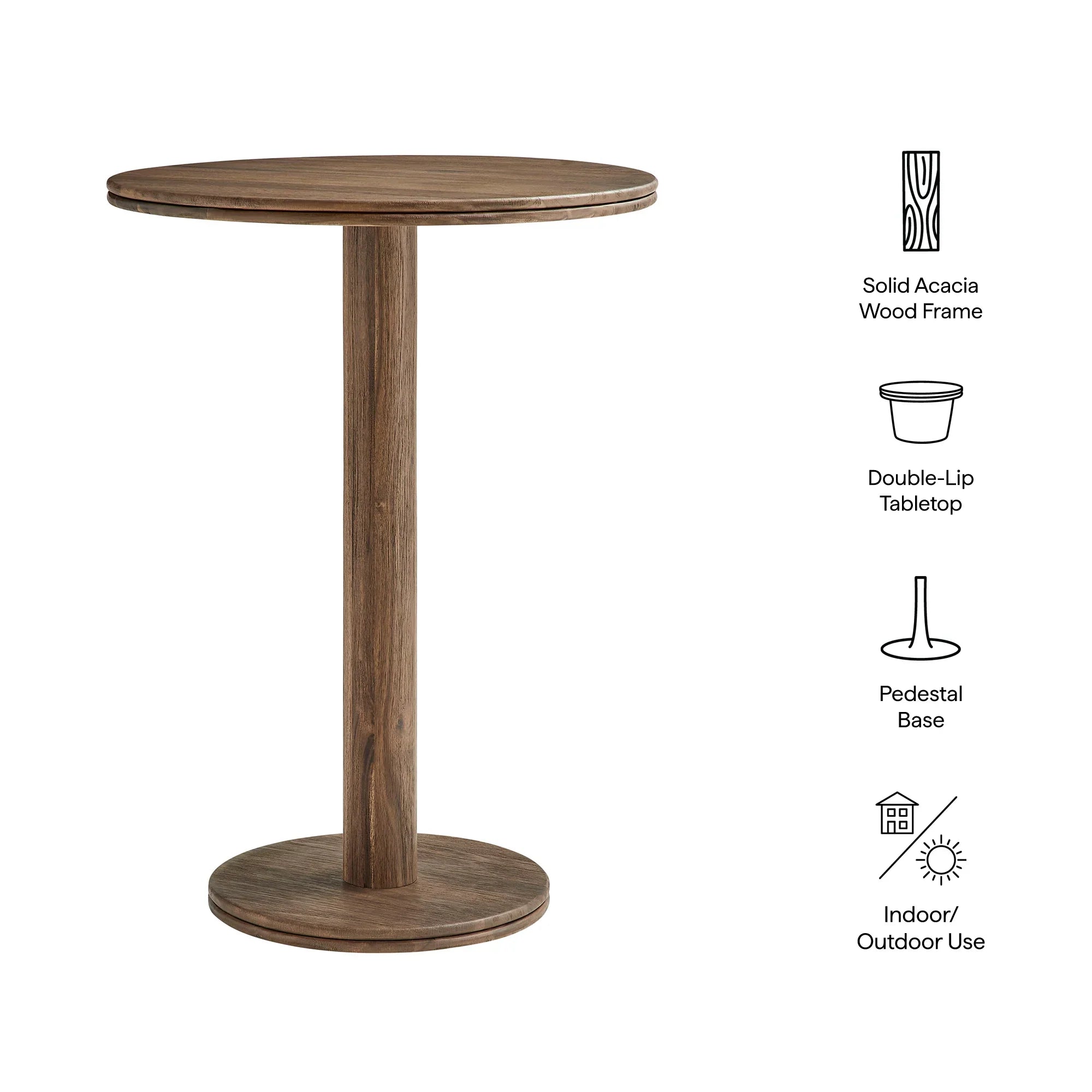 Neo 31 Inch Round Indoor - Outdoor Patio Wood Bar Table