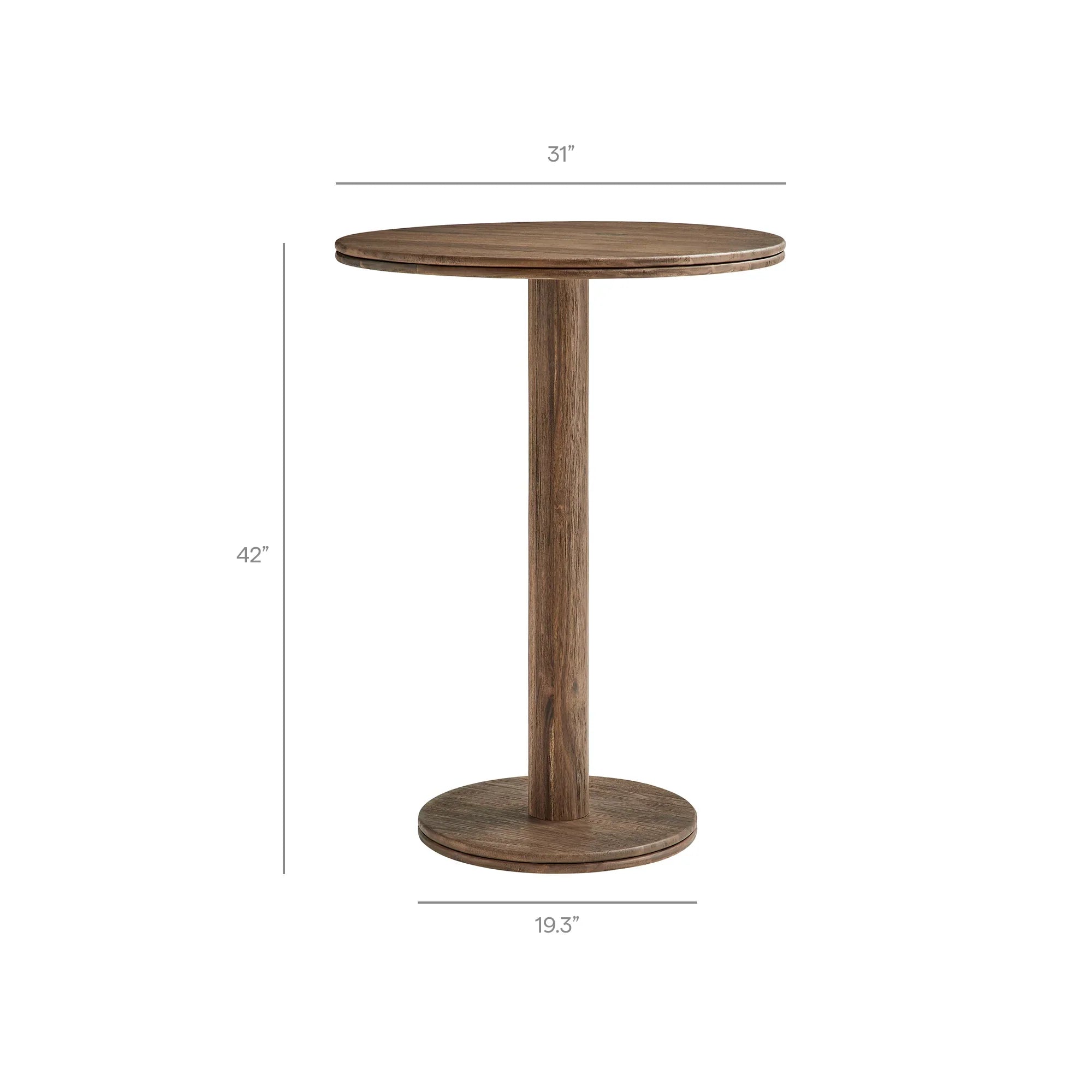 Neo 31 Inch Round Indoor - Outdoor Patio Wood Bar Table