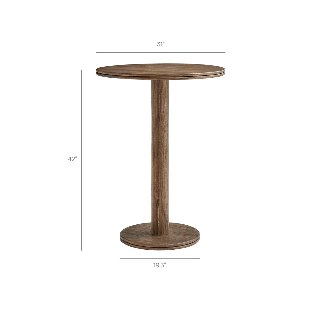 Neo 3-Piece Round Indoor - Outdoor Patio Wood Bar Table And Stool Set