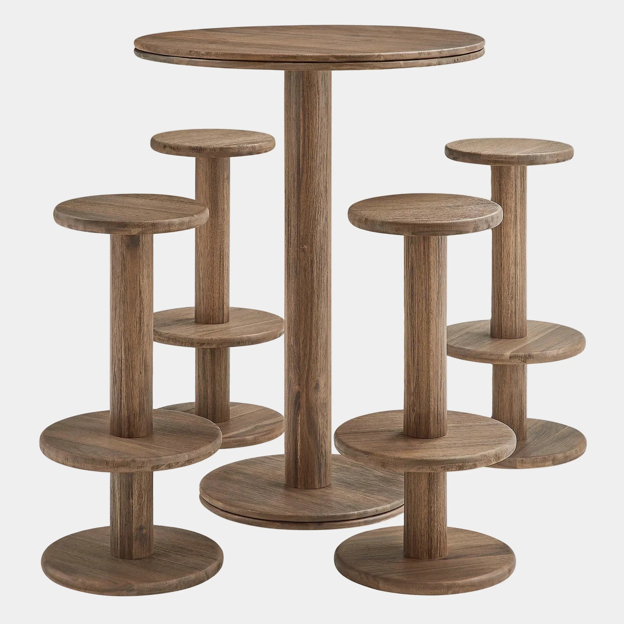 Neo 5-Piece Round Indoor - Outdoor Round Patio Bar Table And Stool Set