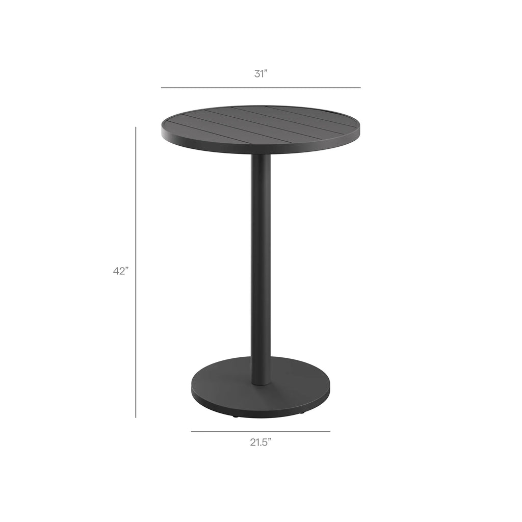 Tahoe 31 Inch Round Outdoor Aluminum Bar Table in Gray
