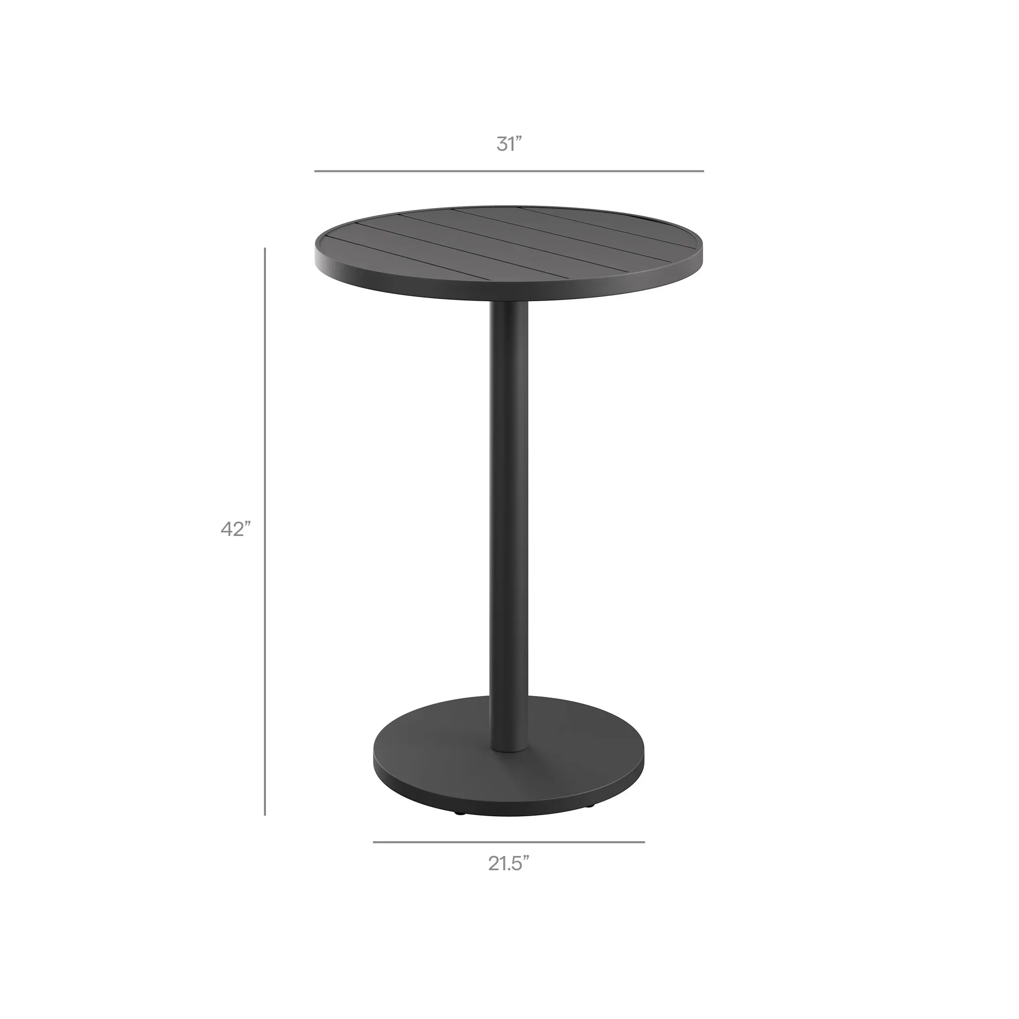 Tahoe 31 Inch Round Outdoor Aluminum Bar Table in Gray
