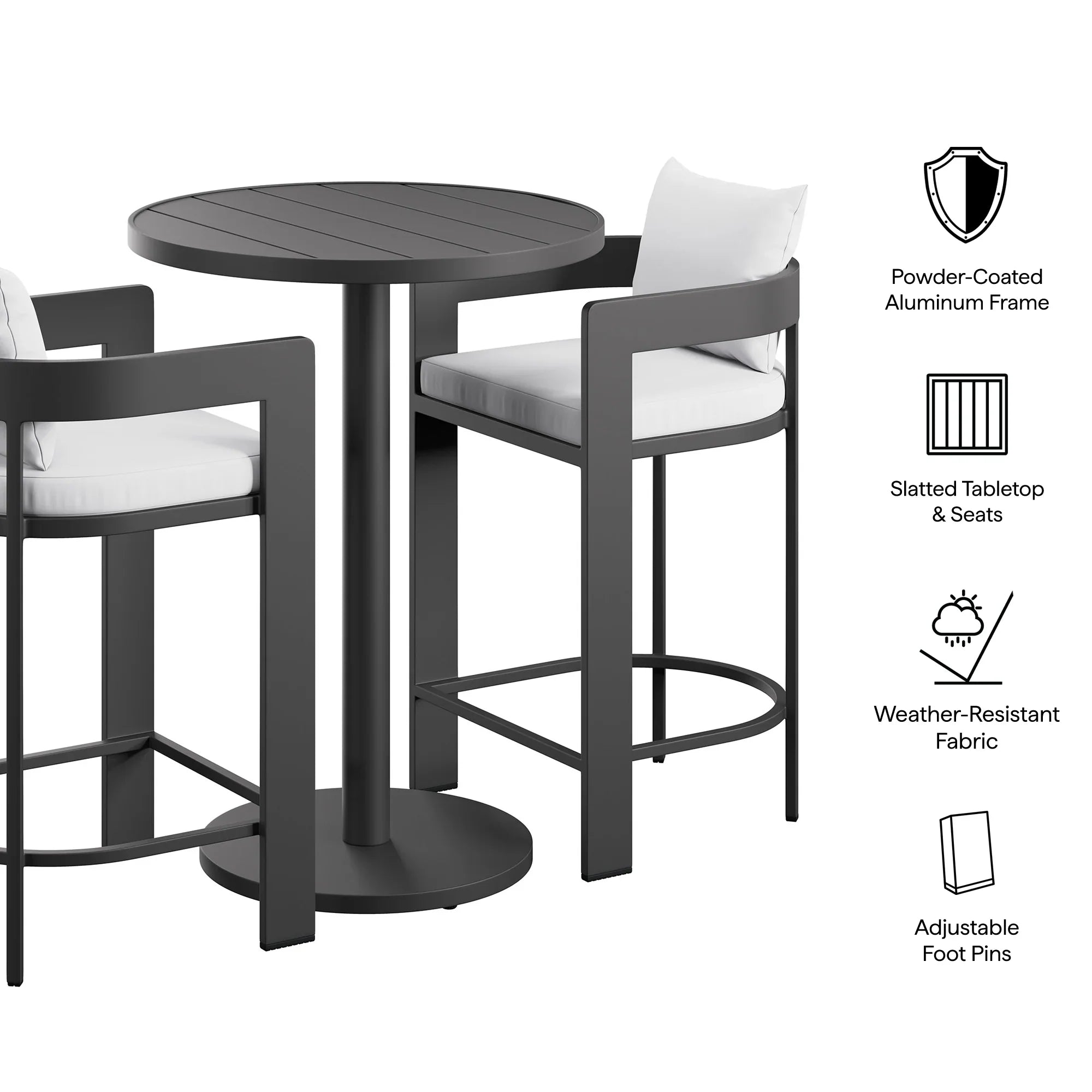 Tahoe 3-Piece Outdoor Aluminum Bar Set