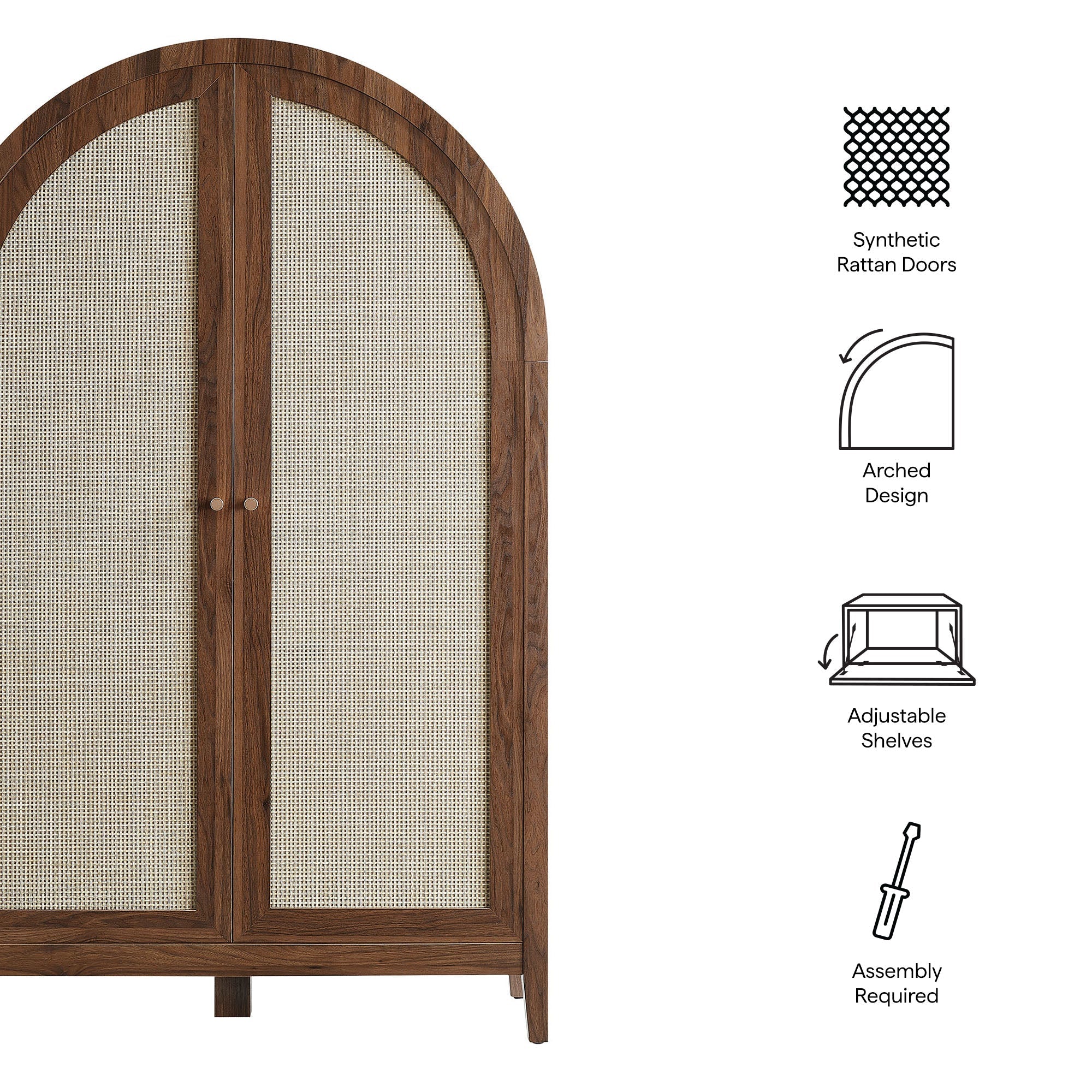 Calista 63 Inch Arched Storage Cabinet With Folding Desk