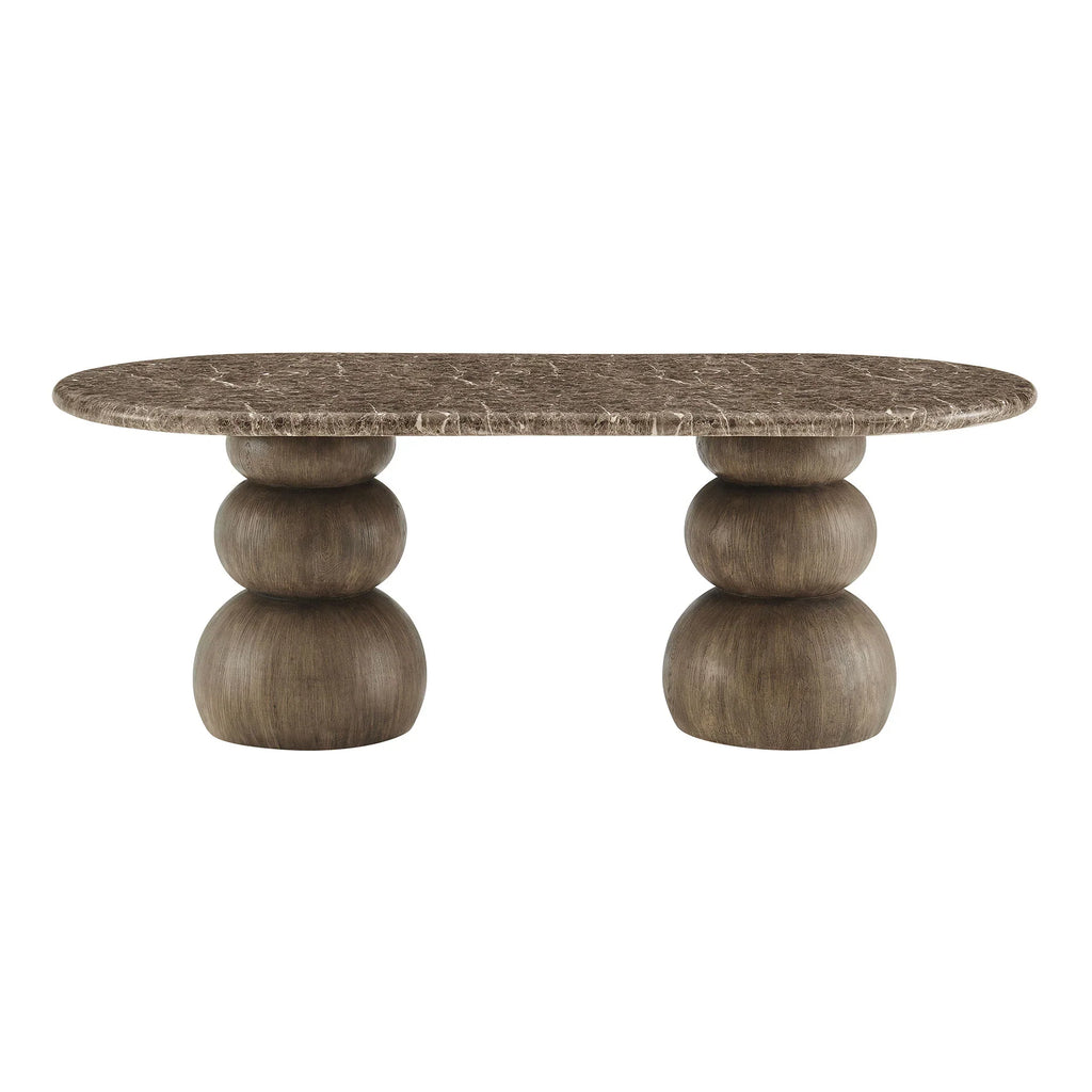 Pietra Indoor Outdoor Oval Dining Table in Dark Emperador Marble
