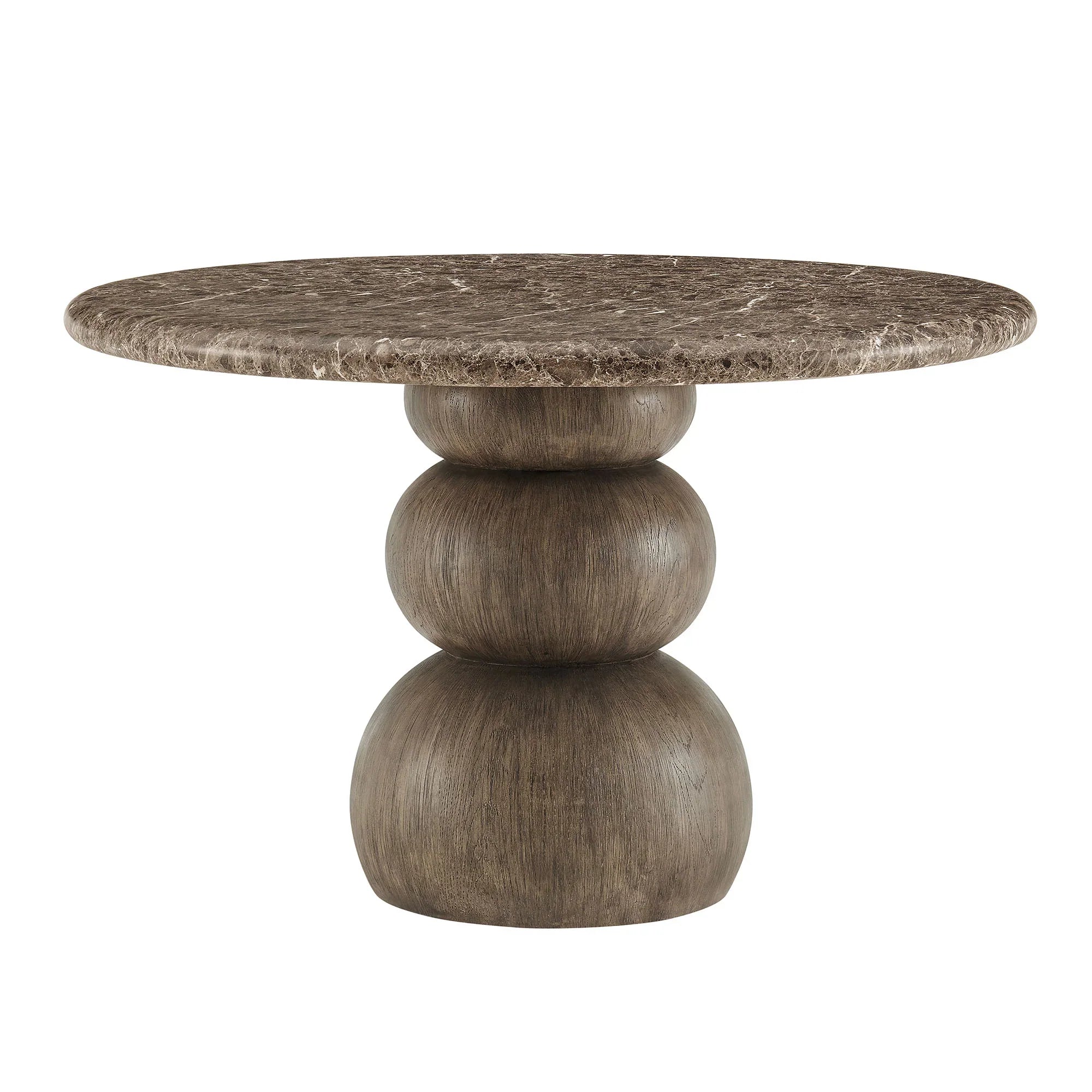Pietra Indoor Outdoor Round Dining Table in Dark Emperador Marble