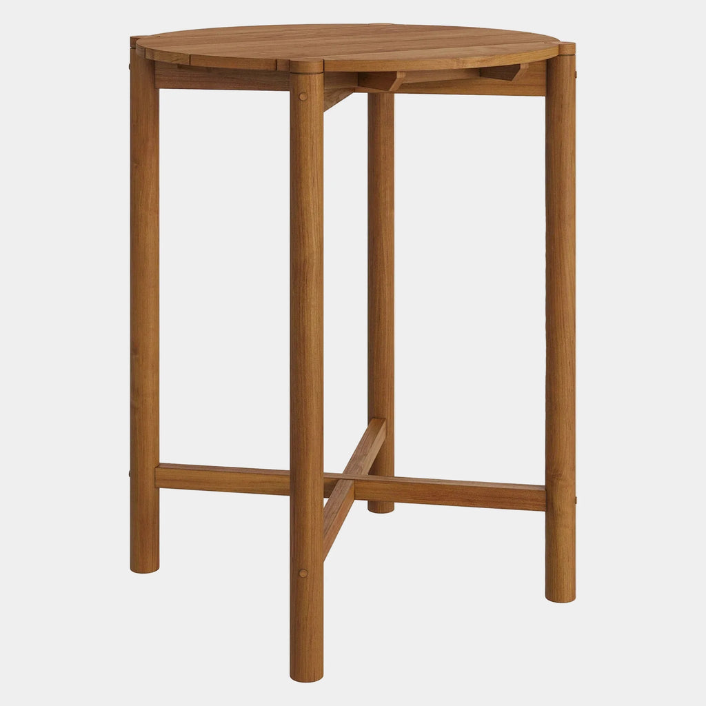 Eleni Round 35 Inch Outdoor Teak Wood Round Bar Table