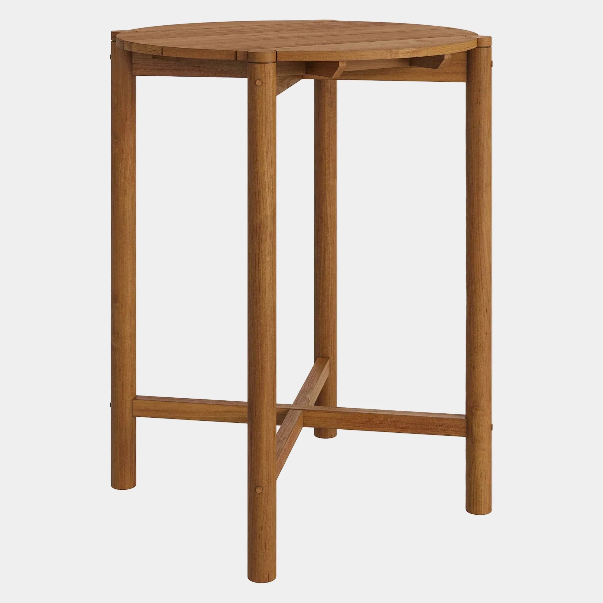 Eleni Round 35 Inch Outdoor Teak Wood Round Bar Table