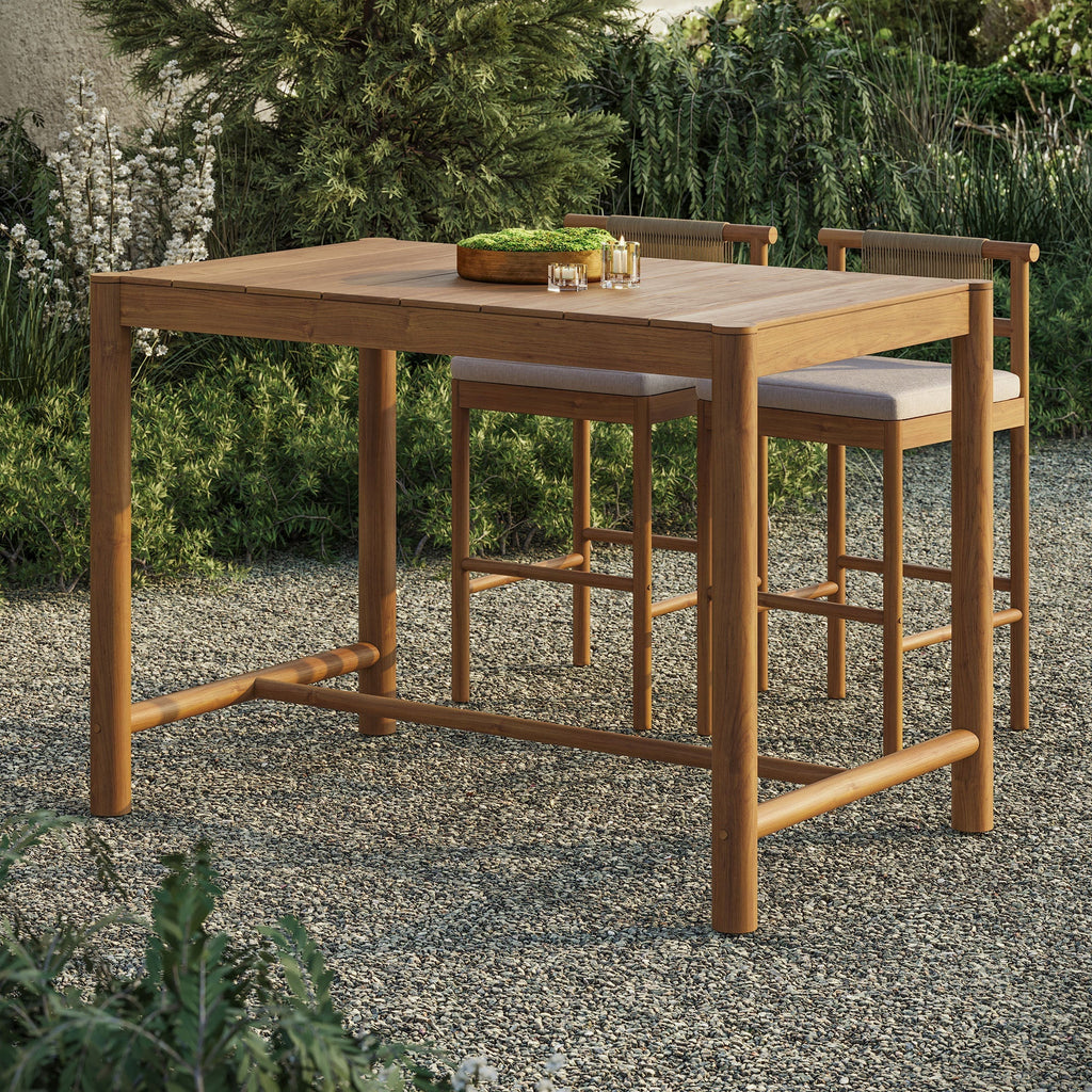 Eleni Rectangle 56-Inch Outdoor Teak Wood Rectangular Bar Table
