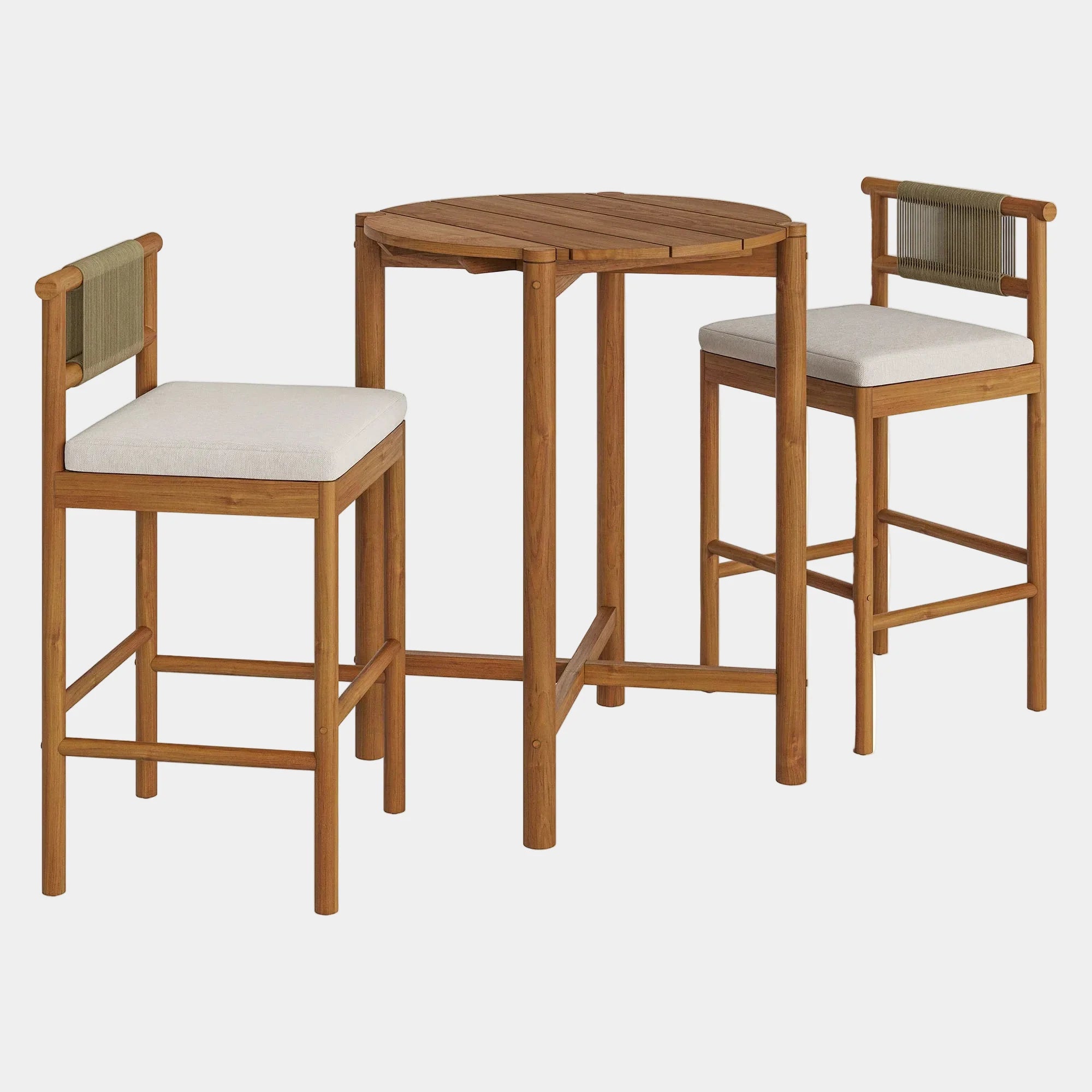 Eleni 3-Piece Outdoor Teak Wood Bar Set