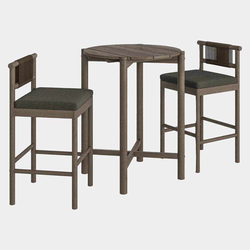 Eleni 3-Piece Outdoor Teak Wood Bar Set