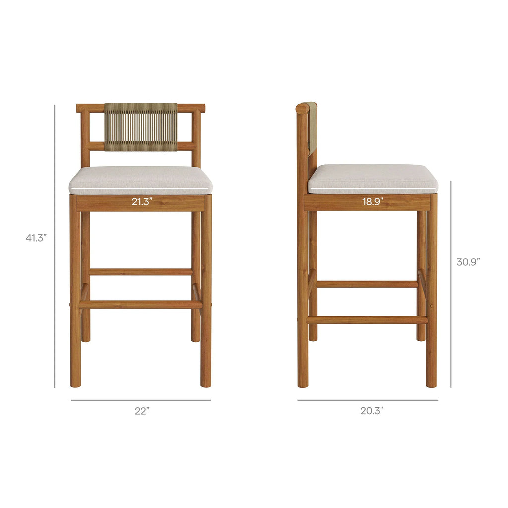 Eleni 5-Piece Outdoor Teak Wood Bar Set