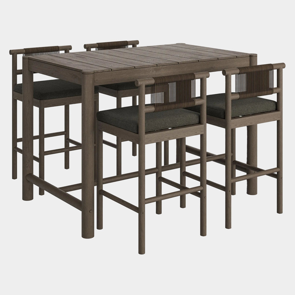 Eleni 5-Piece Outdoor Teak Wood Bar Set