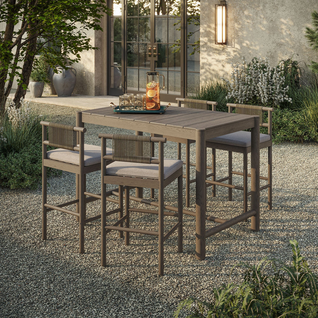 Eleni 5-Piece Outdoor Teak Wood Bar Set