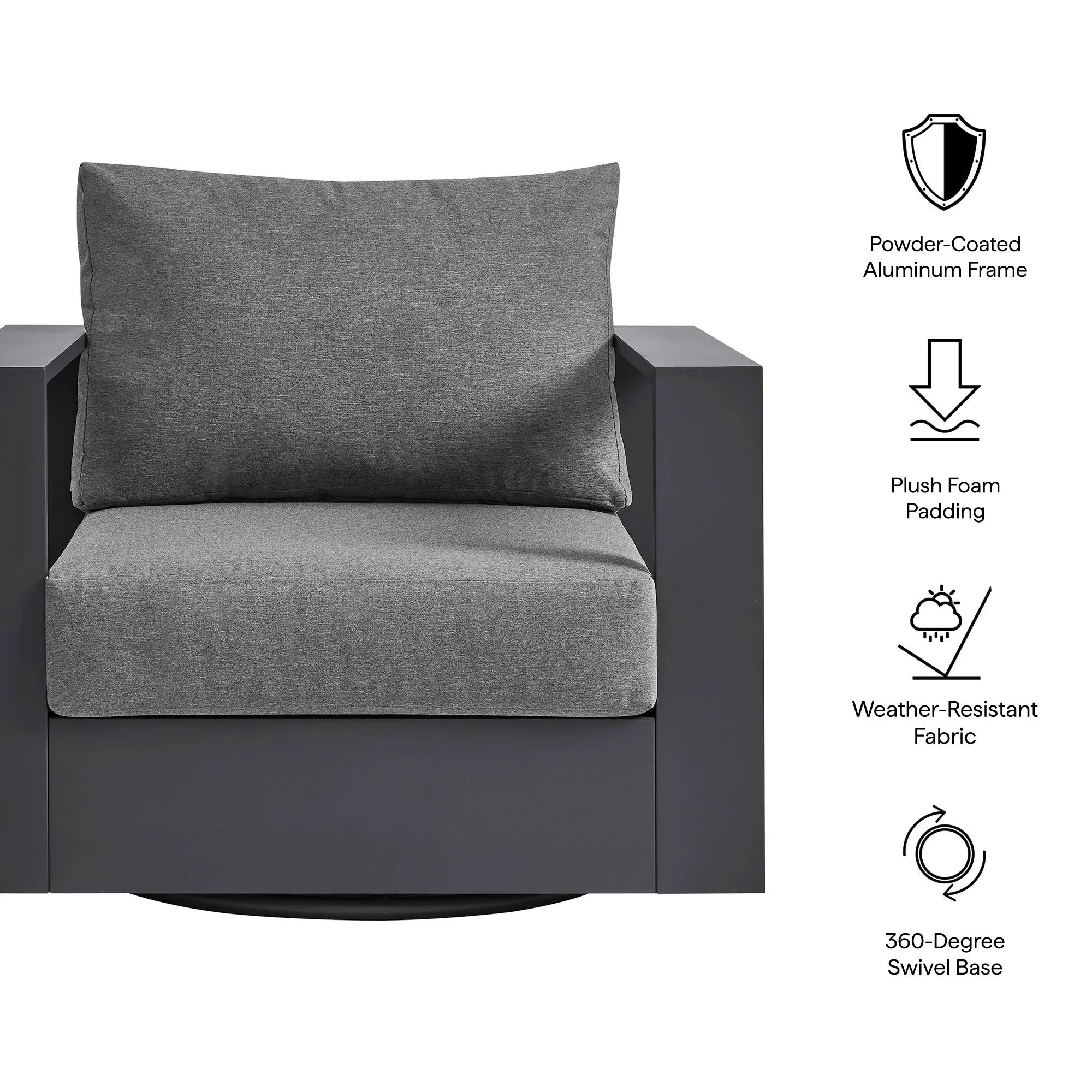 Tahoe Outdoor Powder-Coated Aluminum Swivel Armchair
