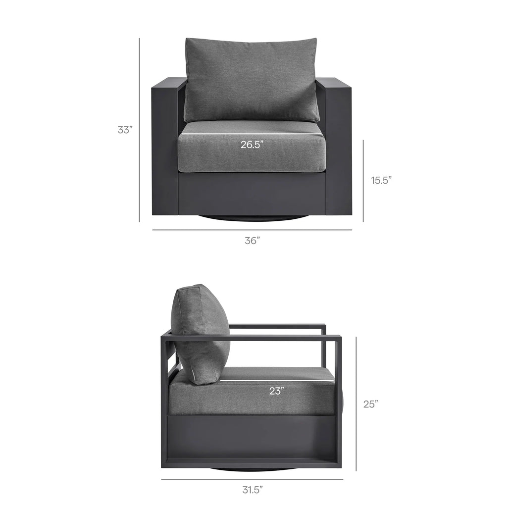Tahoe Outdoor Powder-Coated Aluminum Swivel Armchair