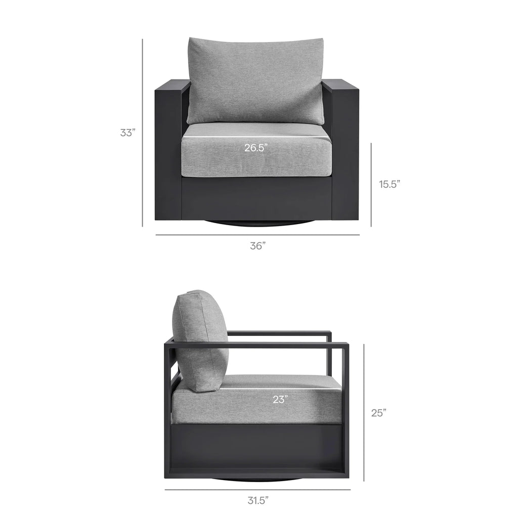 Tahoe Outdoor Powder-Coated Aluminum Swivel Armchair