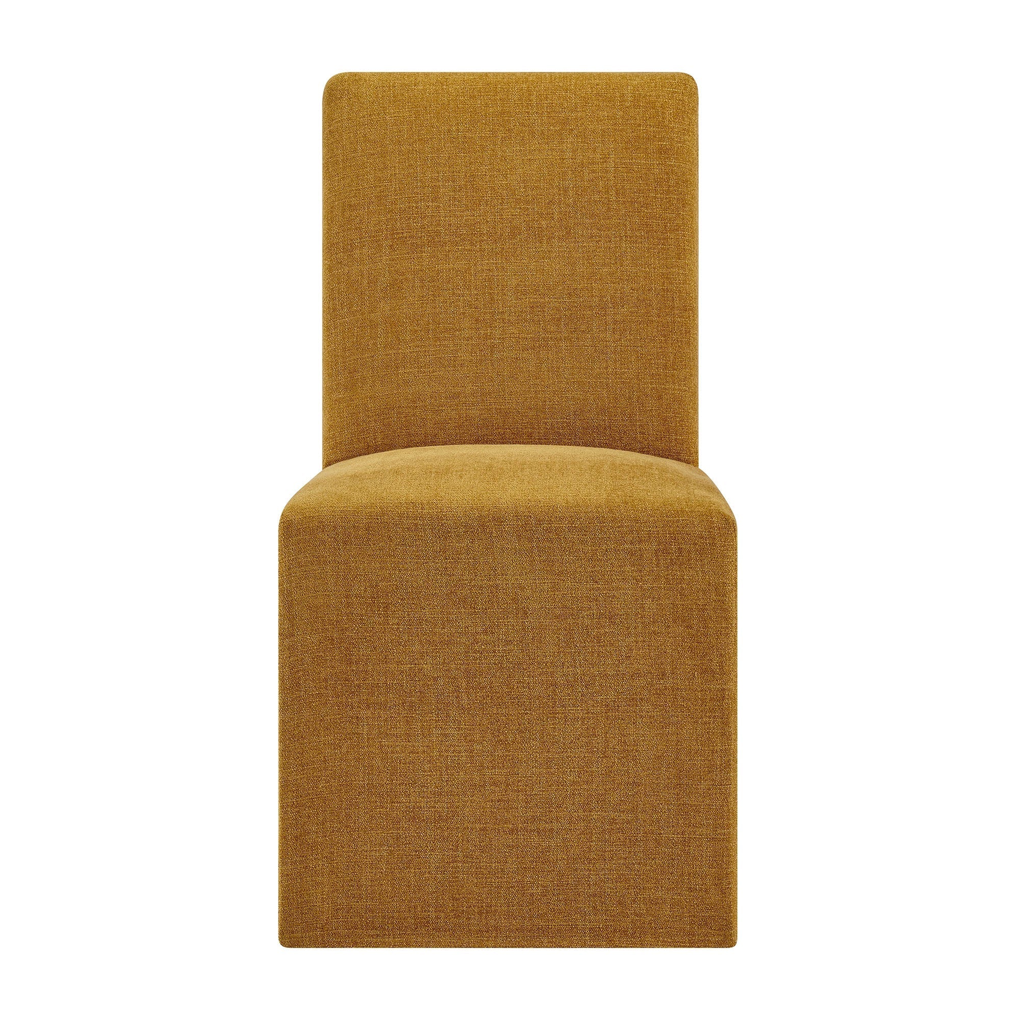 Aster Slub Weave Fabric Slipcovered Dining Chairs Set of 2
