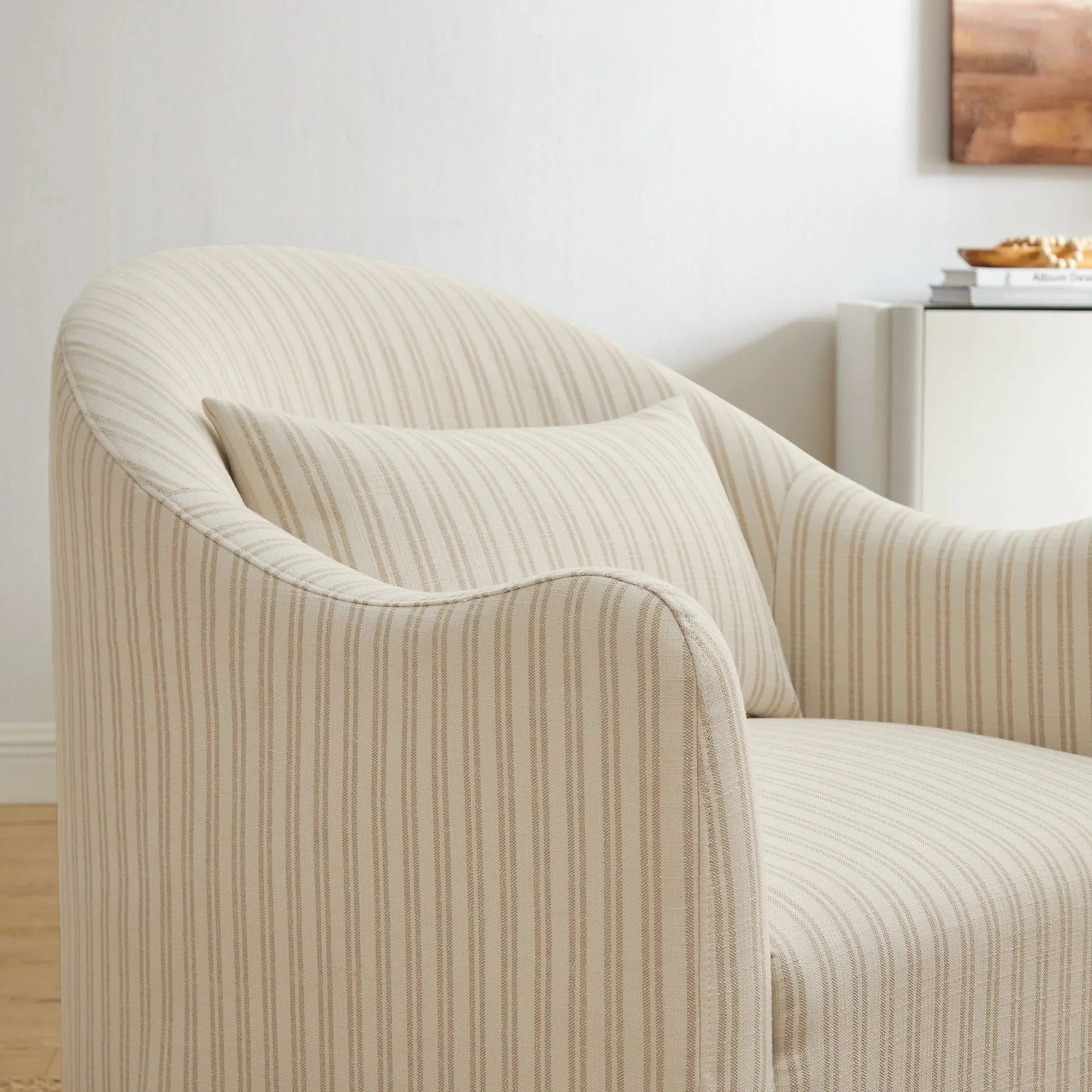Bardot Slipcovered Striped Accent Chair