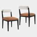Kai Boucle and Vegan Leather Dining Chair Set of 2