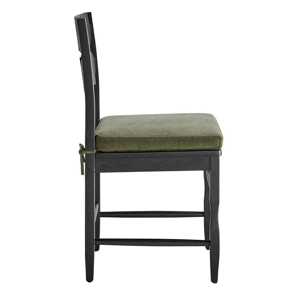 Jax Oak Wood Dining Chair With Wavy Razor Back and Cushion Set of 2