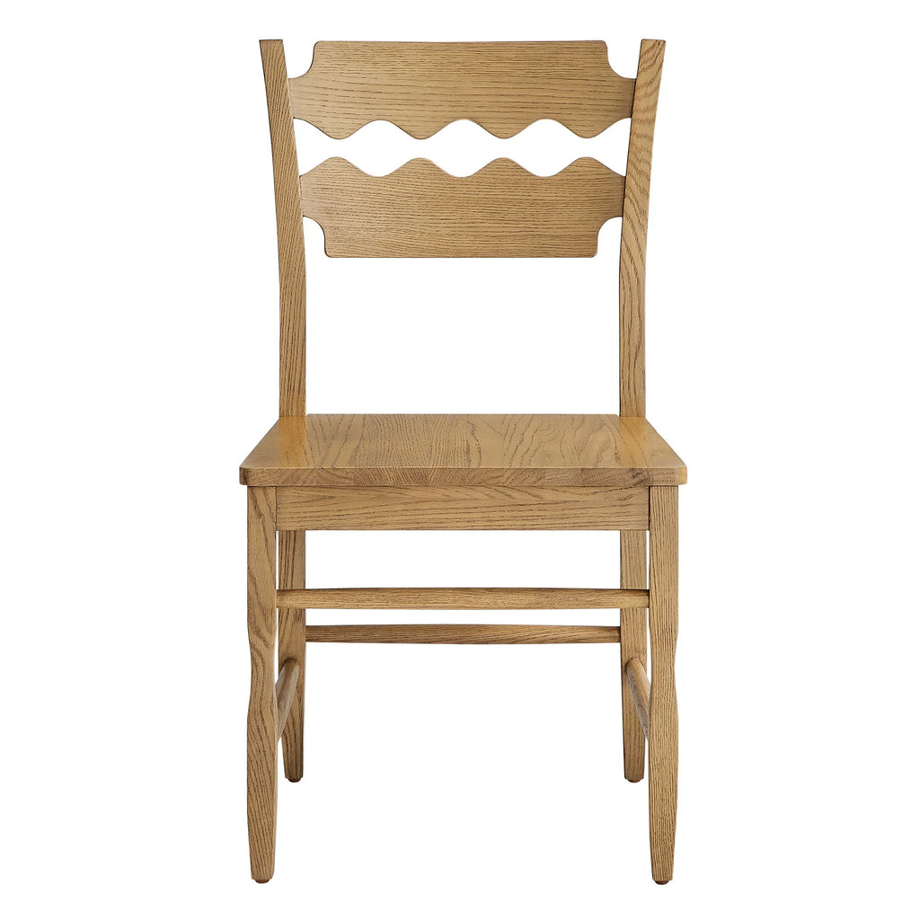 Jax Oak Wood Dining Chair With Wavy Razor Back Set of 2