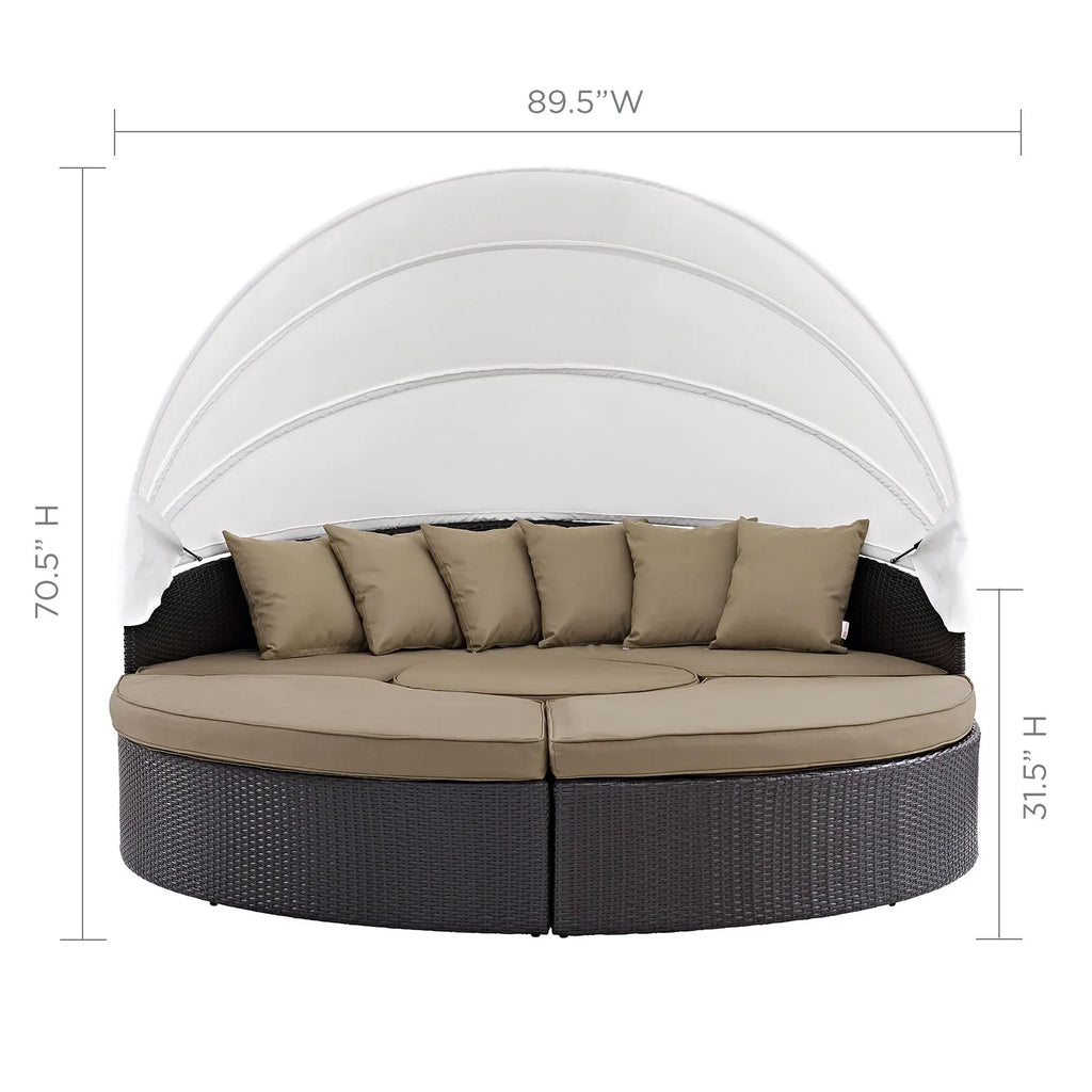 Quest Outdoor Patio Wicker Rattan Canopy Sectional Daybed