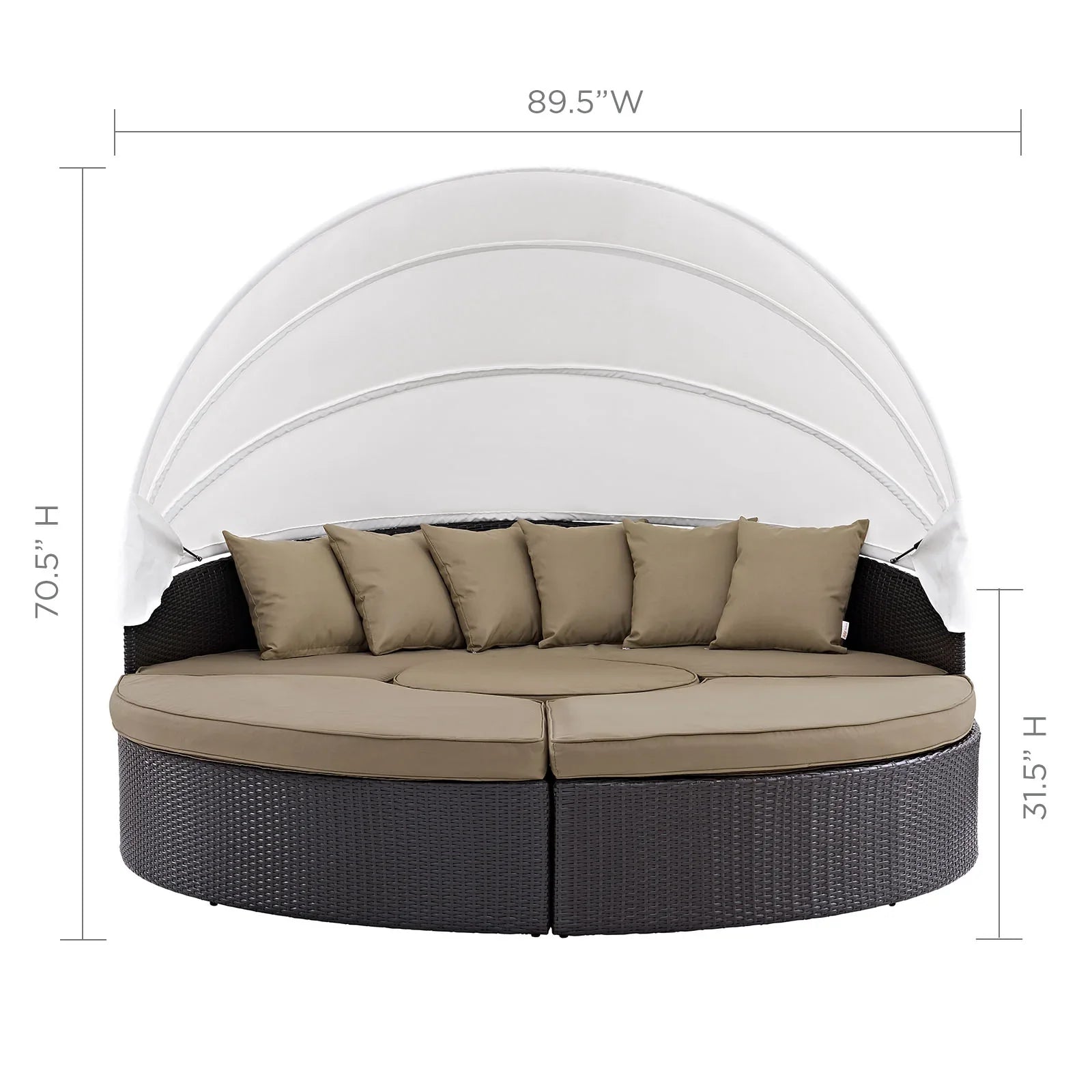 Quest Outdoor Patio Wicker Rattan Canopy Sectional Daybed