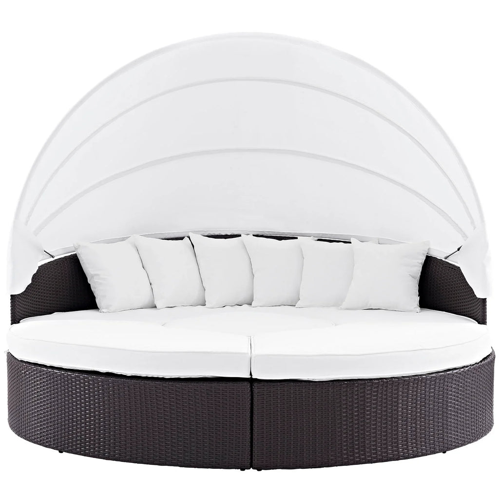 Quest Outdoor Patio Wicker Rattan Canopy Sectional Daybed